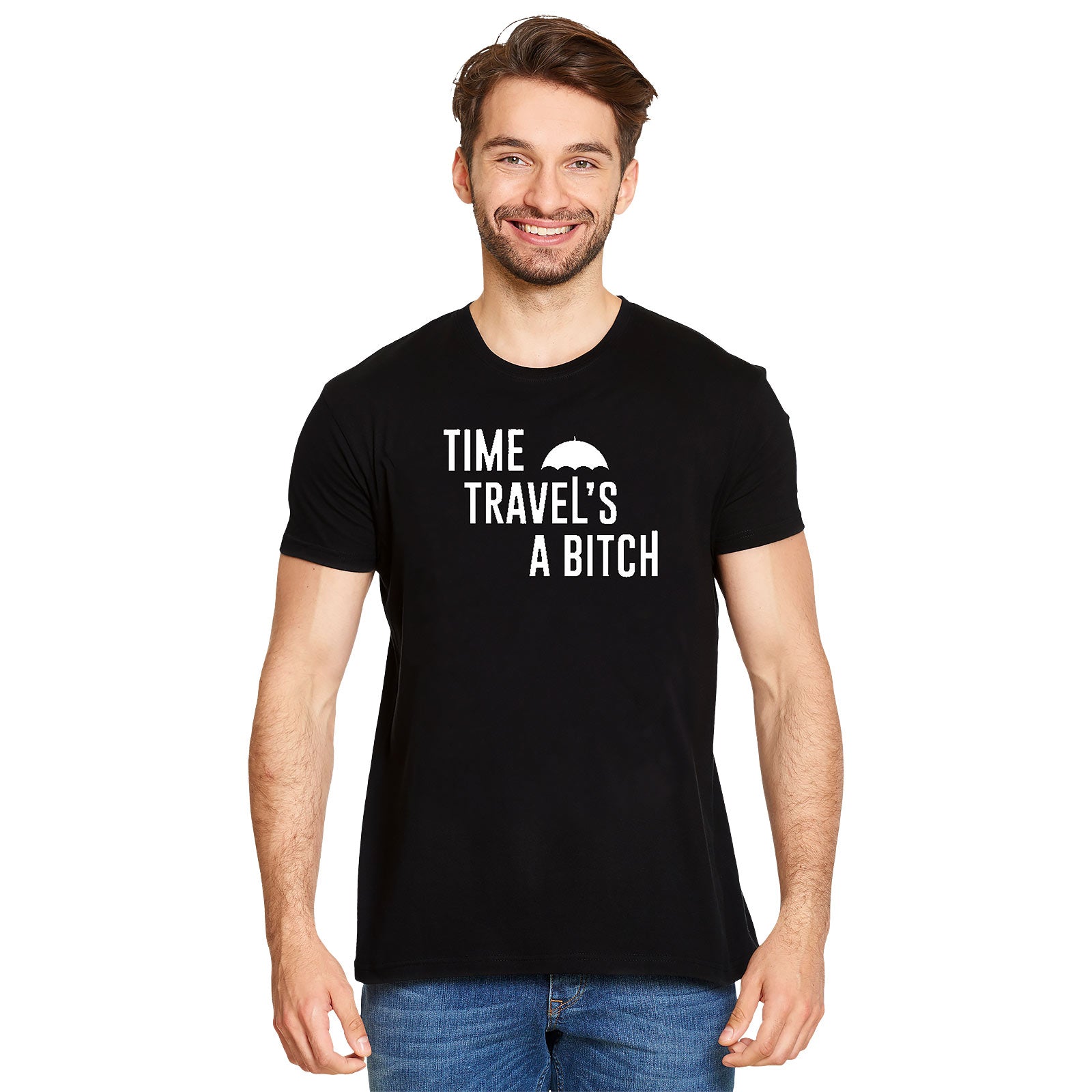 Imagen del producto Camiseta 'Time Travel's a Bitch' para fans de The Umbrella Academy