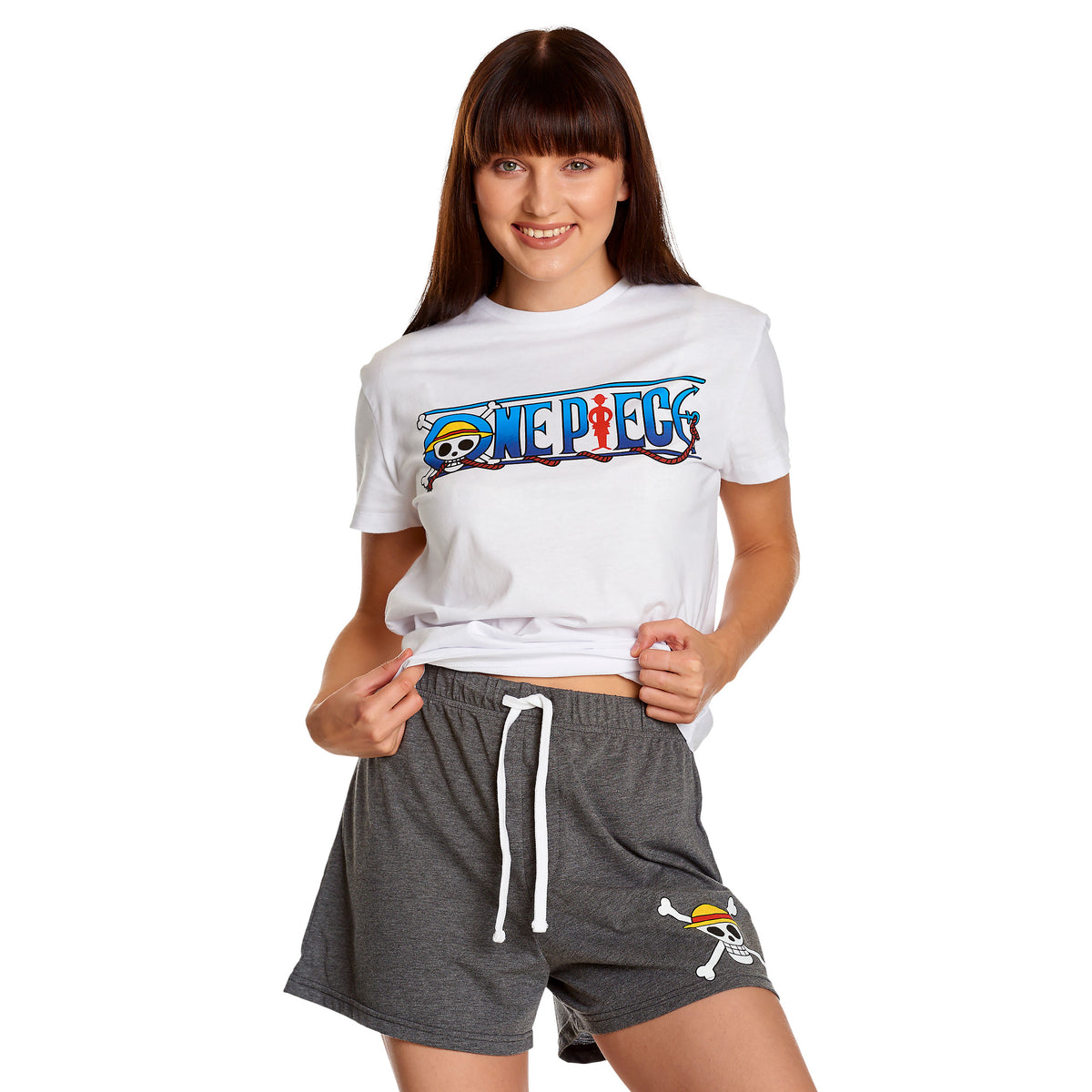 Imagen del producto One Piece - Pijama corto con logo de calavera de la banda del sombrero de paja
