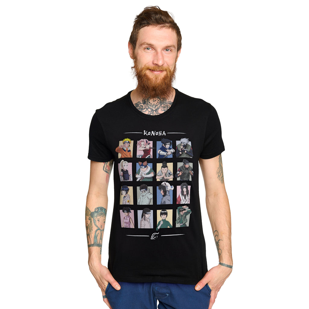 Imagen del producto Naruto - Camiseta negra de los personajes de Konoha