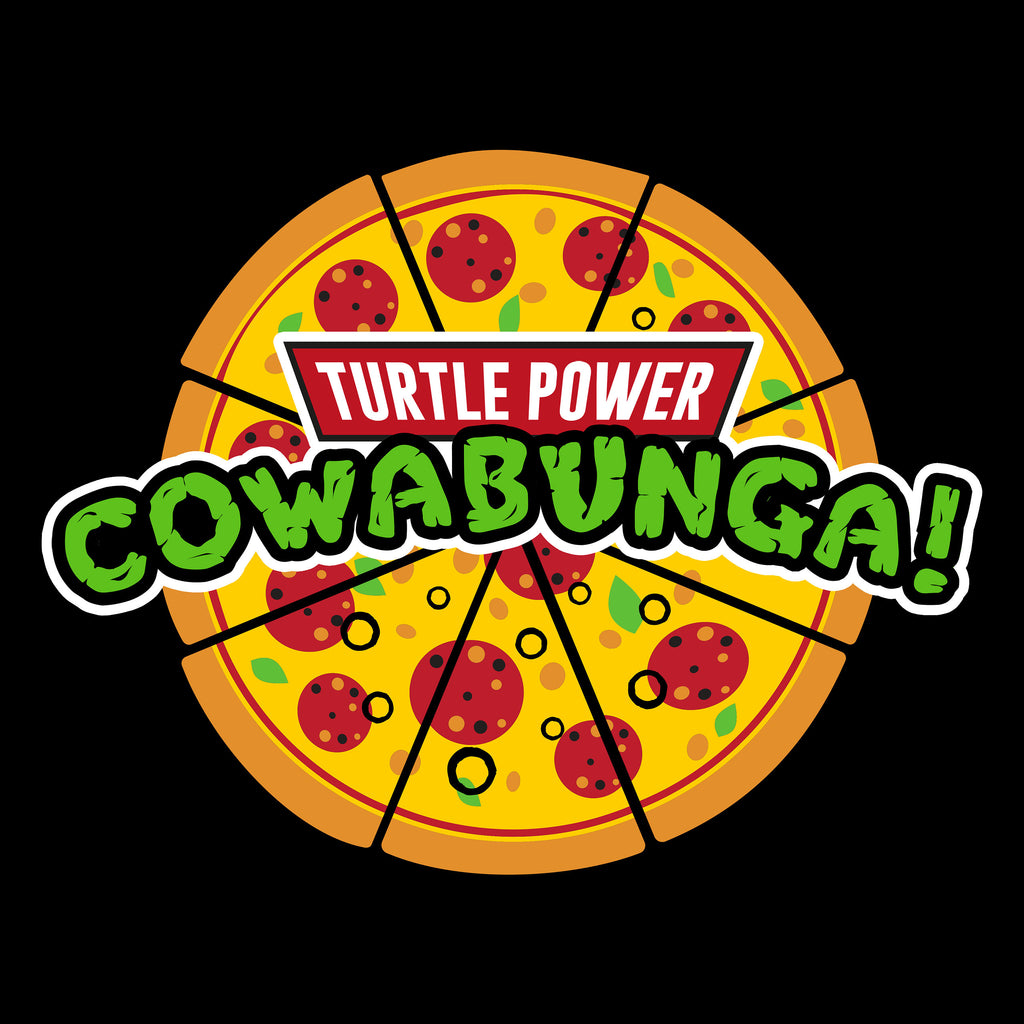 Imagen del producto Camiseta de pizza Cowabunga para fans de Ninja Turtles negra
