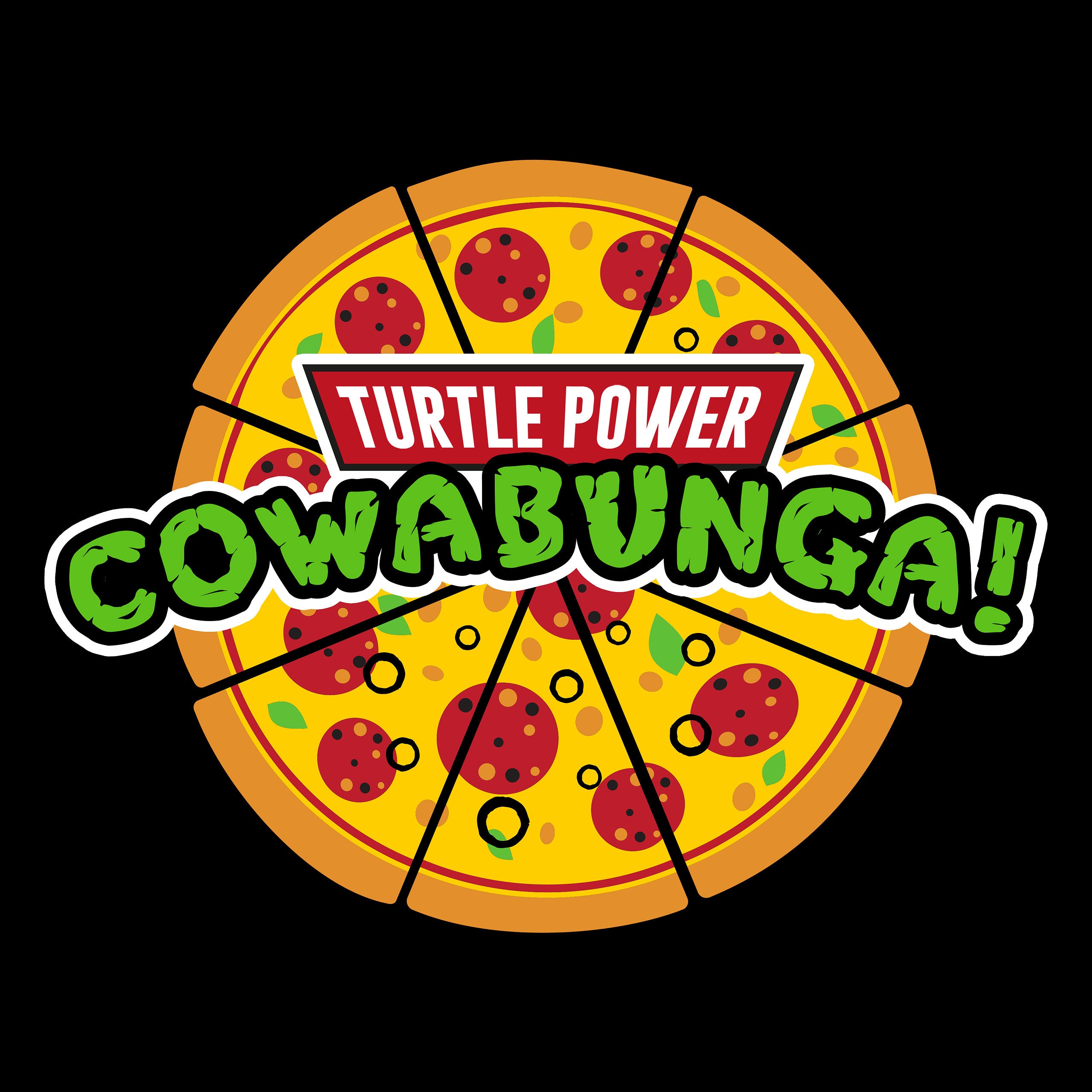 Imagen del producto Camiseta de pizza Cowabunga para fans de Ninja Turtles negra