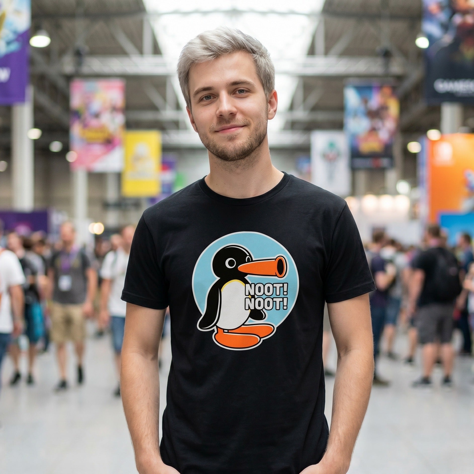 Imagen del producto Camiseta Noot Noot para fans de Pingu negra