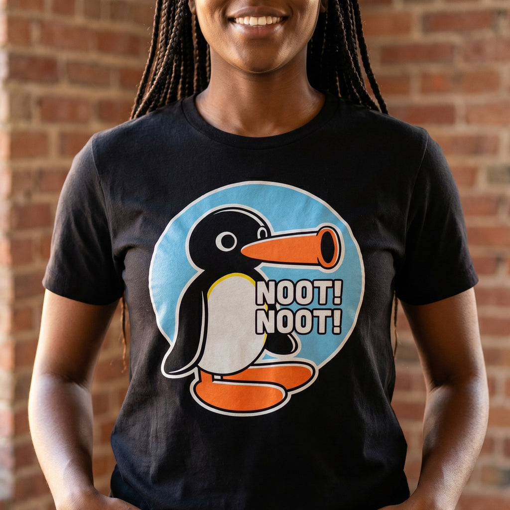 Imagen del producto Camiseta Noot Noot para fans de Pingu negra