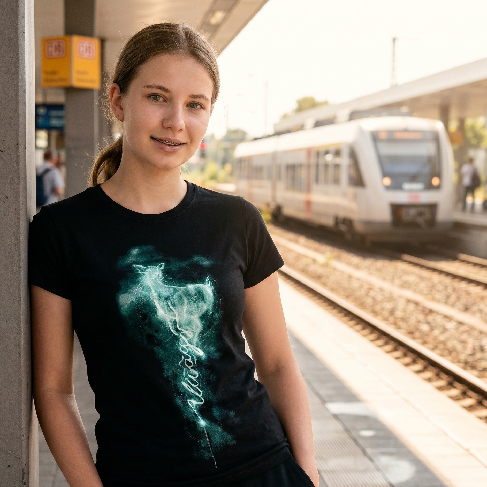 Imagen del producto Camiseta de mujer Snape Patronus Always negra - Harry Potter