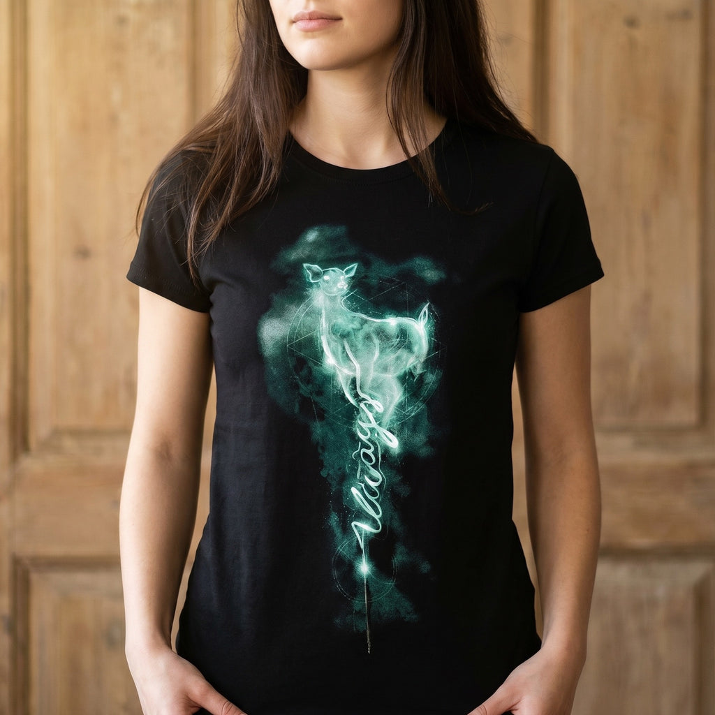 Imagen del producto Camiseta de mujer Snape Patronus Always negra - Harry Potter