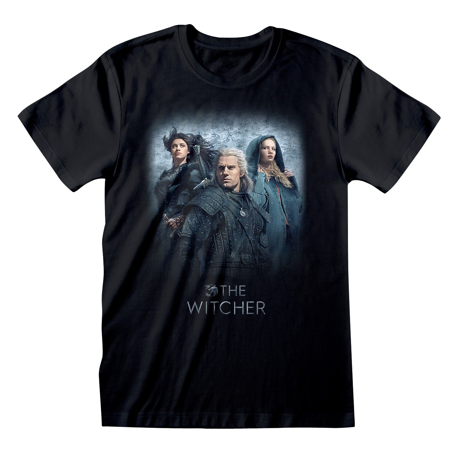 Imagen del producto Witcher - Camiseta de mujer Geralt, Yennefer y Ciri negra