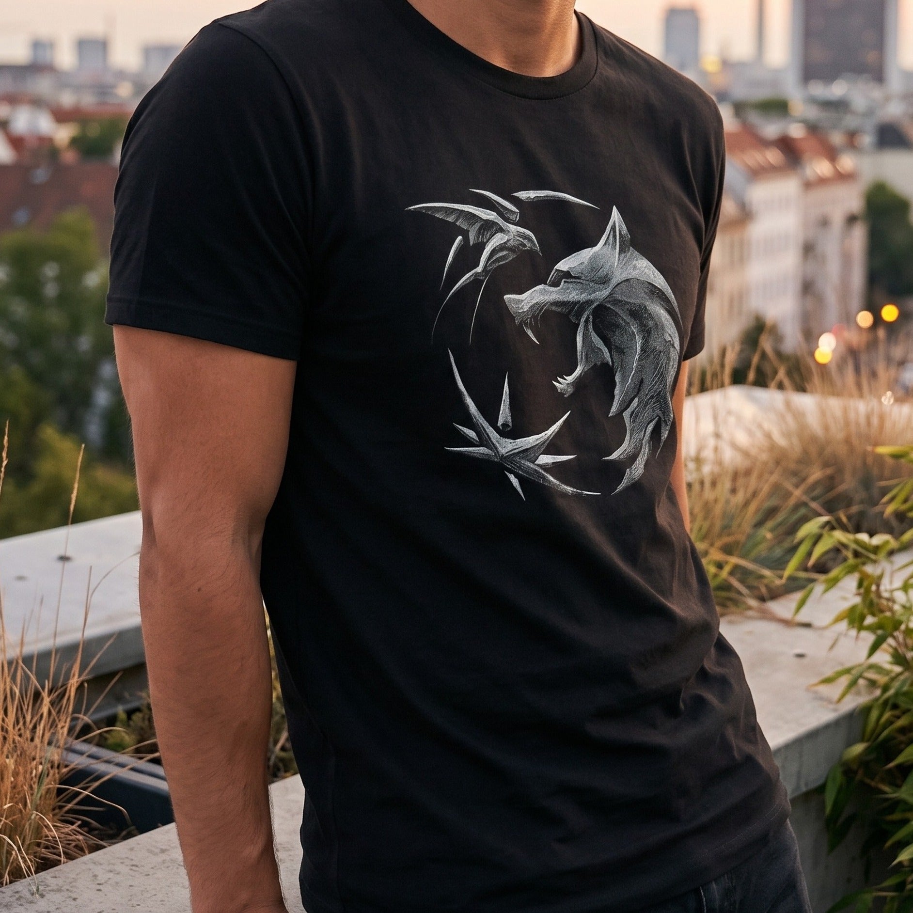 Imagen del producto Witcher - Camiseta Emblema de Lobo negra