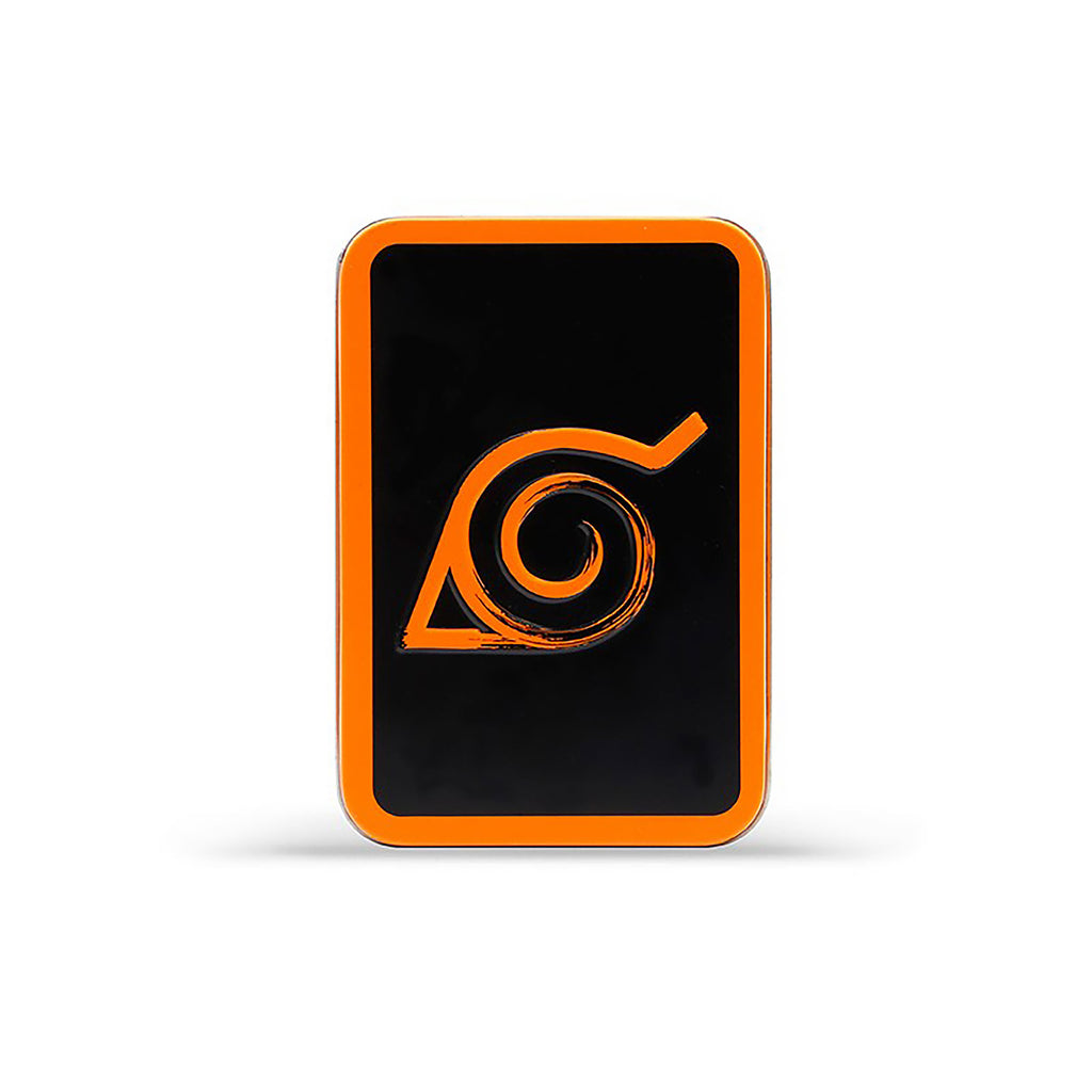 Imagen del producto Naruto Shippuden - Tarjetas de juego con símbolo de Konoha en caja de metal