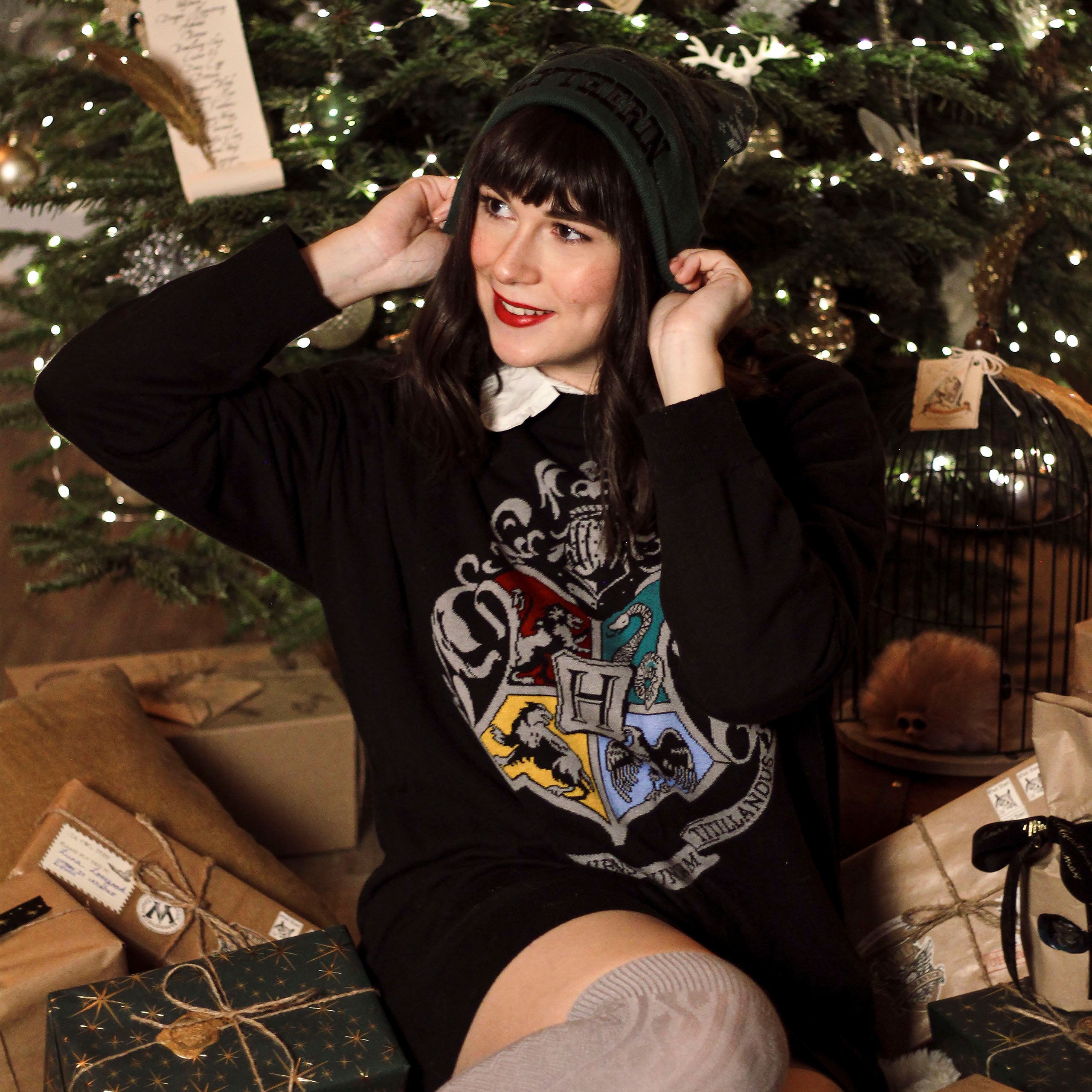 Imagen del producto Harry Potter - Sudadera sobredimensionada con escudo de Hogwarts negro