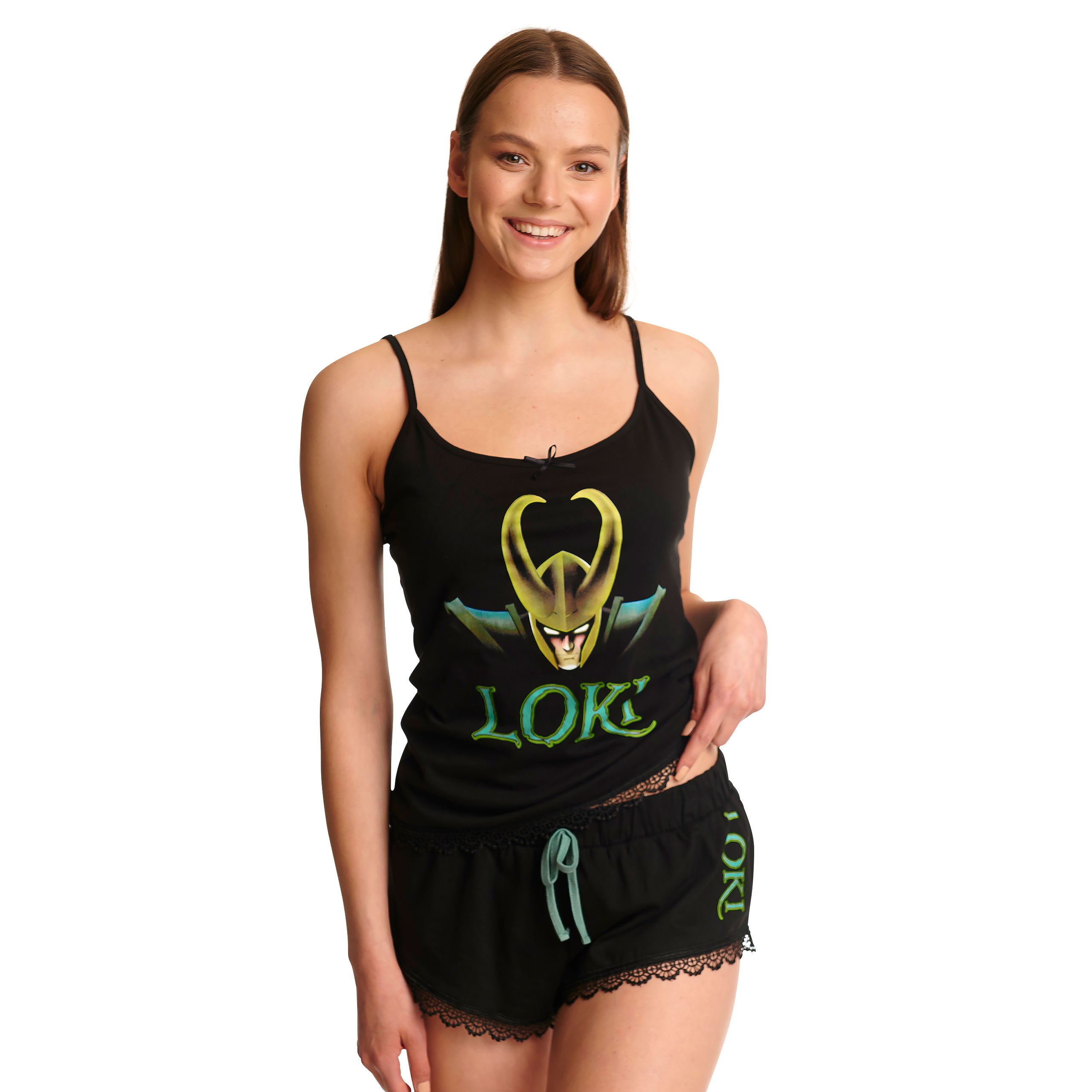 Imagen del producto Loki - Pijama de mujer corto con encaje negro