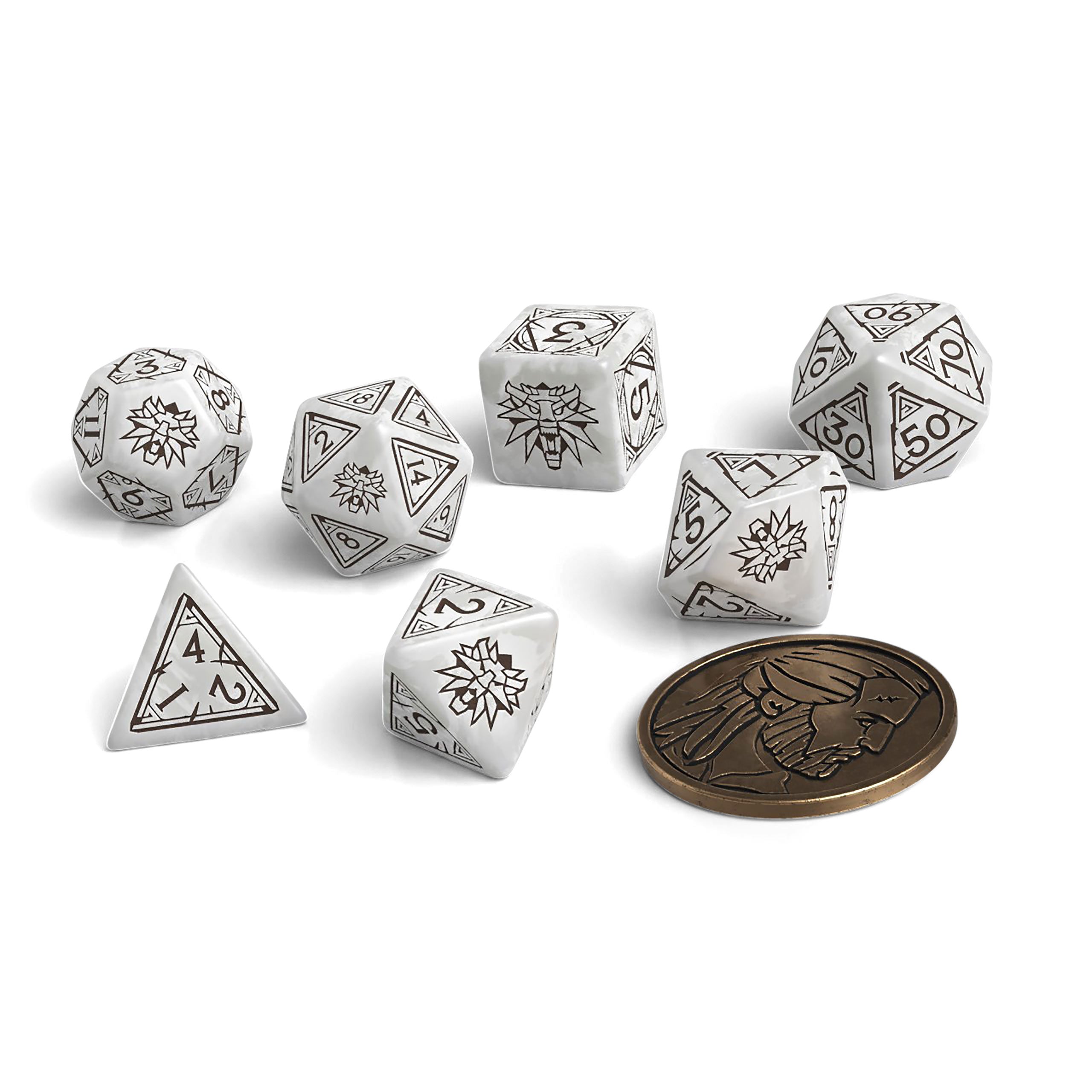 Imagen del producto Witcher - Geralt Lobo Blanco RPG Set de Dados 7 piezas con Moneda de Colección
