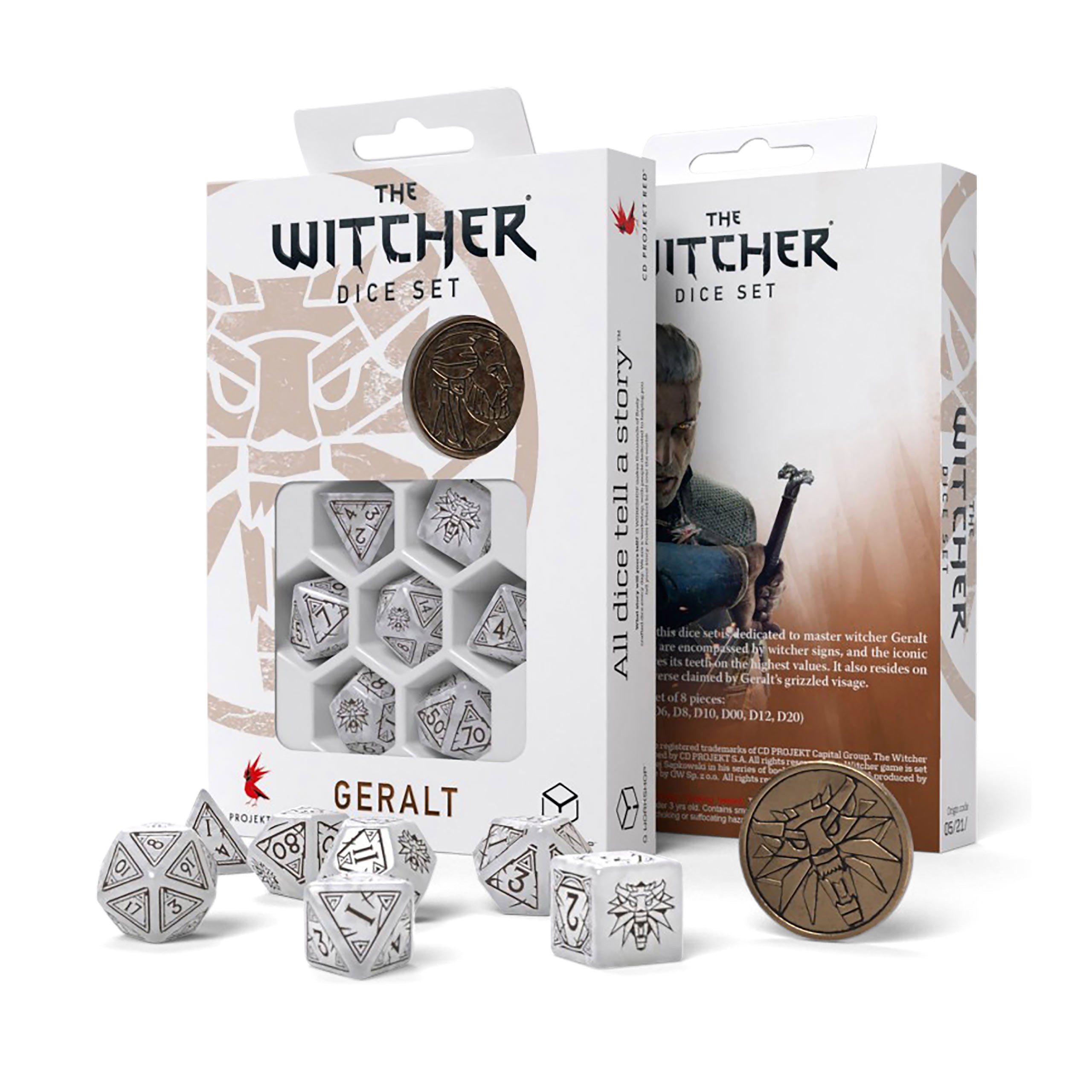 Imagen del producto Witcher - Geralt Lobo Blanco RPG Set de Dados 7 piezas con Moneda de Colección