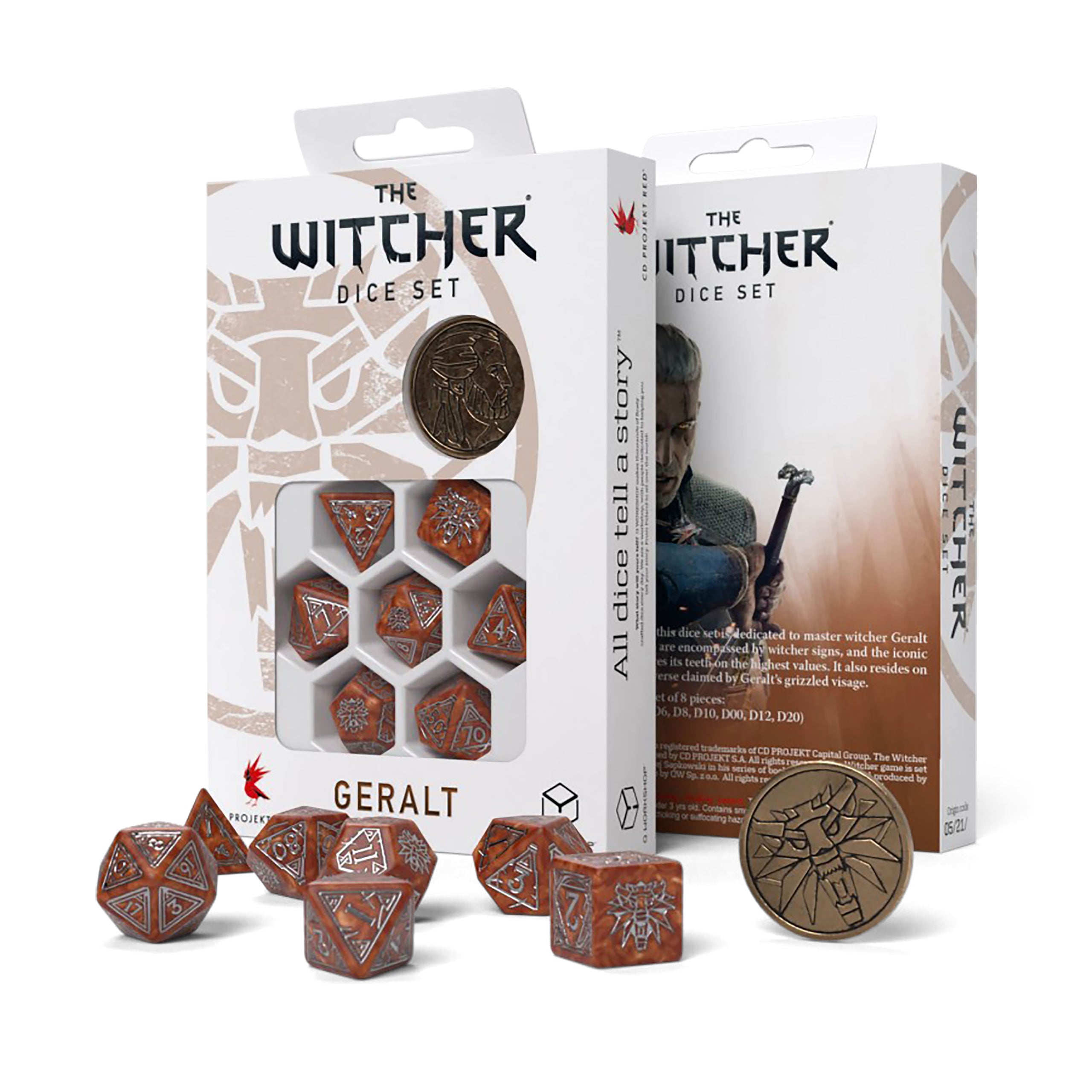 Imagen del producto Witcher - Geralt Monster Slayer RPG Set de Dados 7 piezas con Moneda de Colección