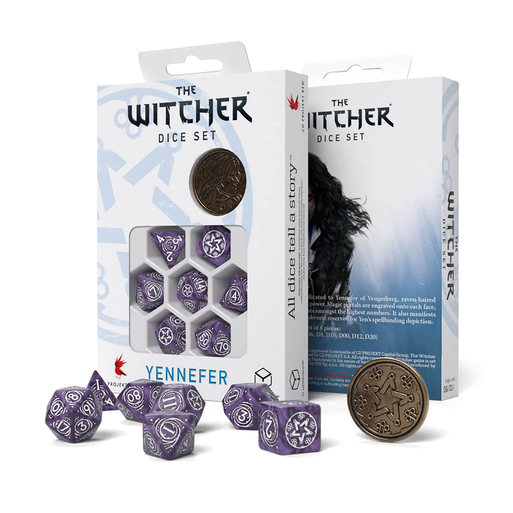 Imagen del producto Witcher - Yennefer Lilac & Gooseberries RPG Set de Dados 7 piezas con Moneda de Colección