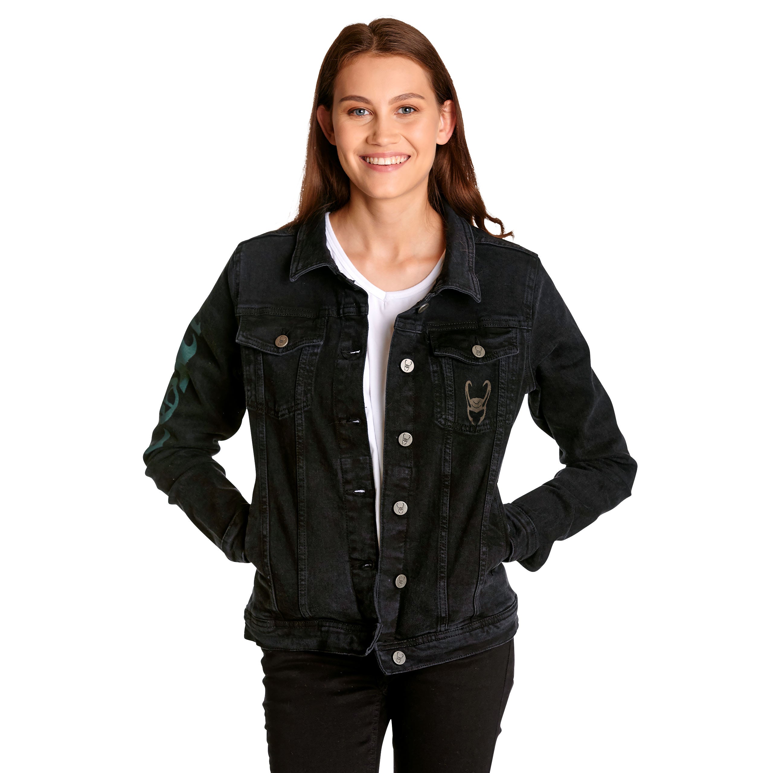 Imagen del producto Loki - Chaqueta vaquera con logo para mujer en negro