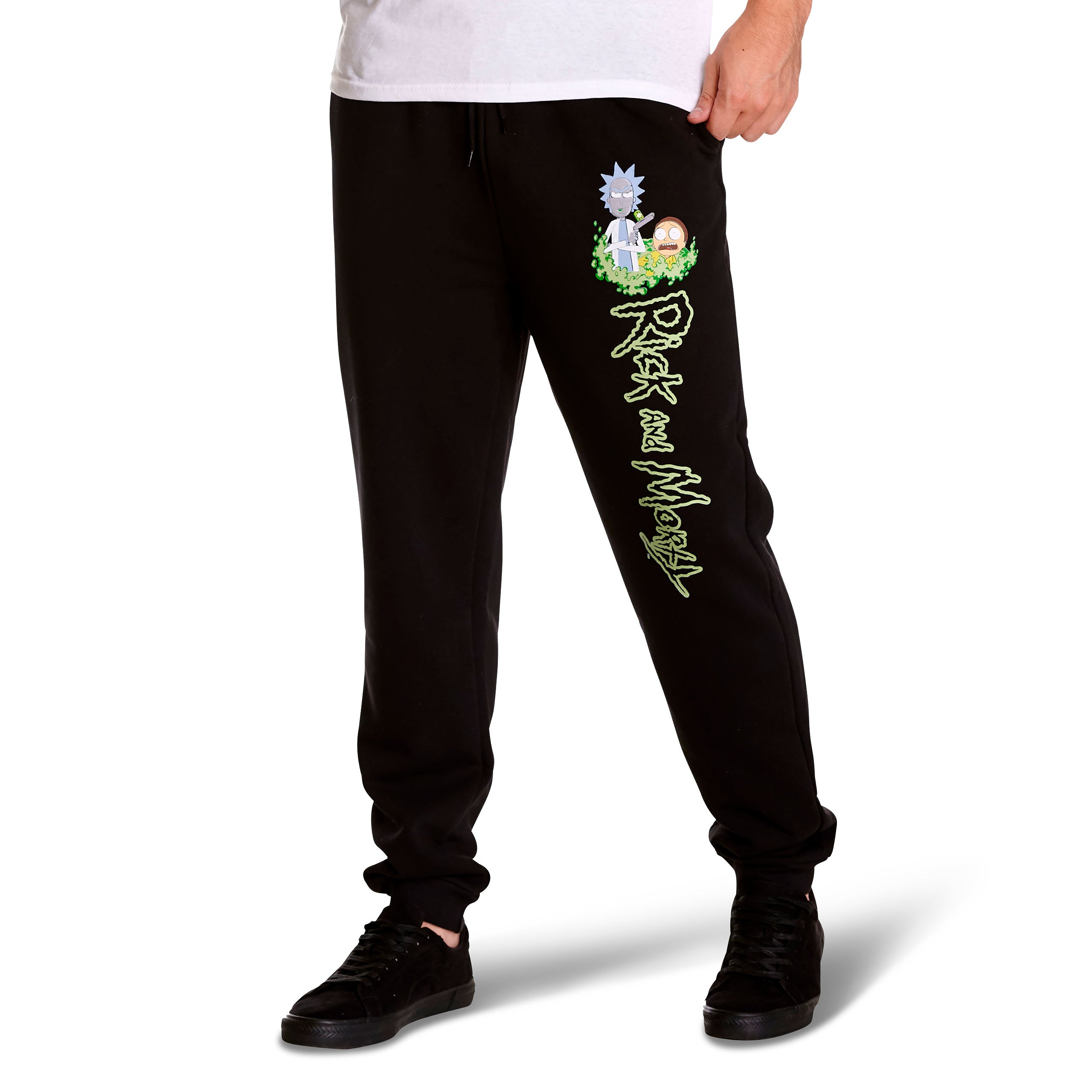 Imagen del producto Rick y Morty - Pantalones de chándal con logo que brilla en la oscuridad negro