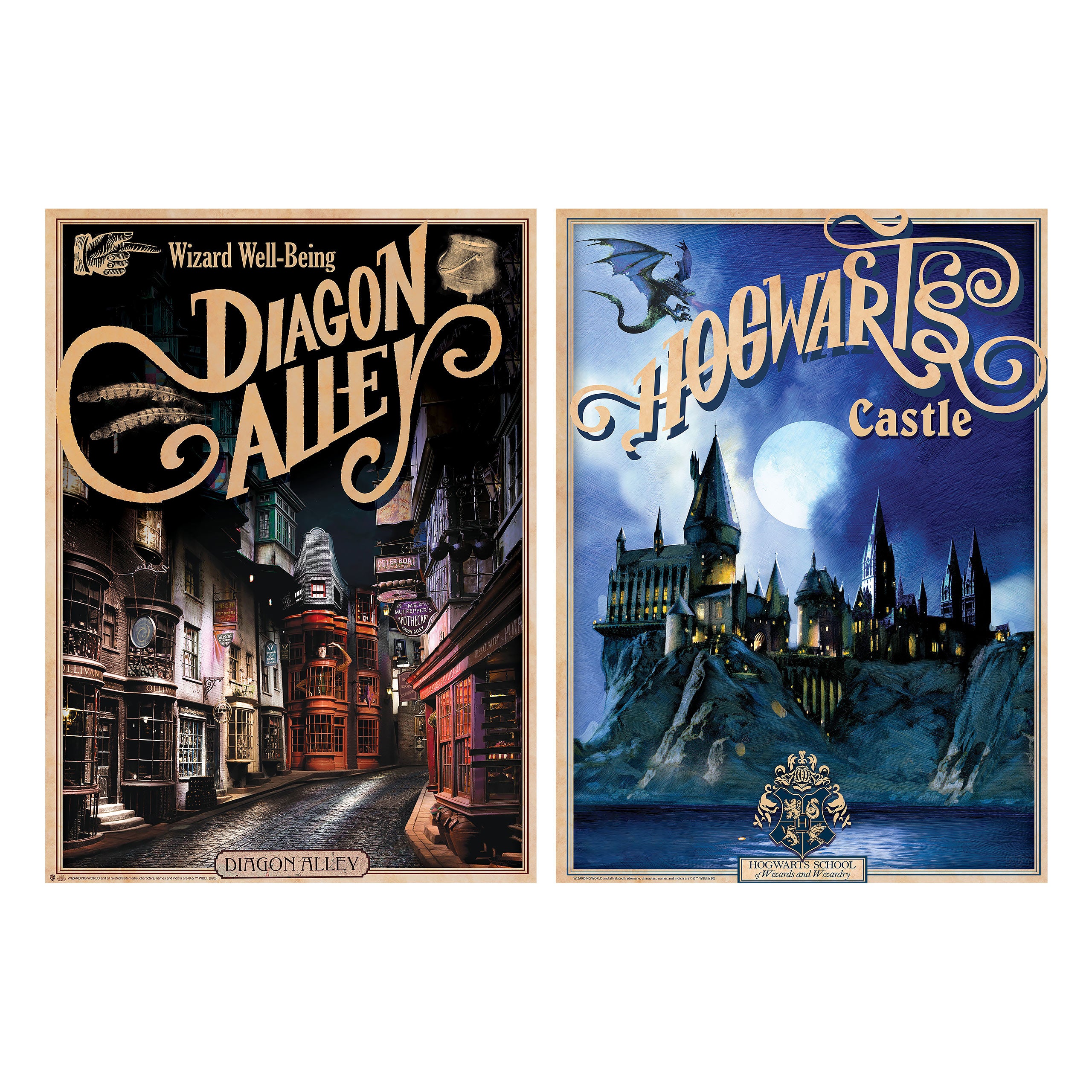 Imagen del producto Harry Potter - Castillo de Hogwarts & Callejón Diagon Poster Set de 2