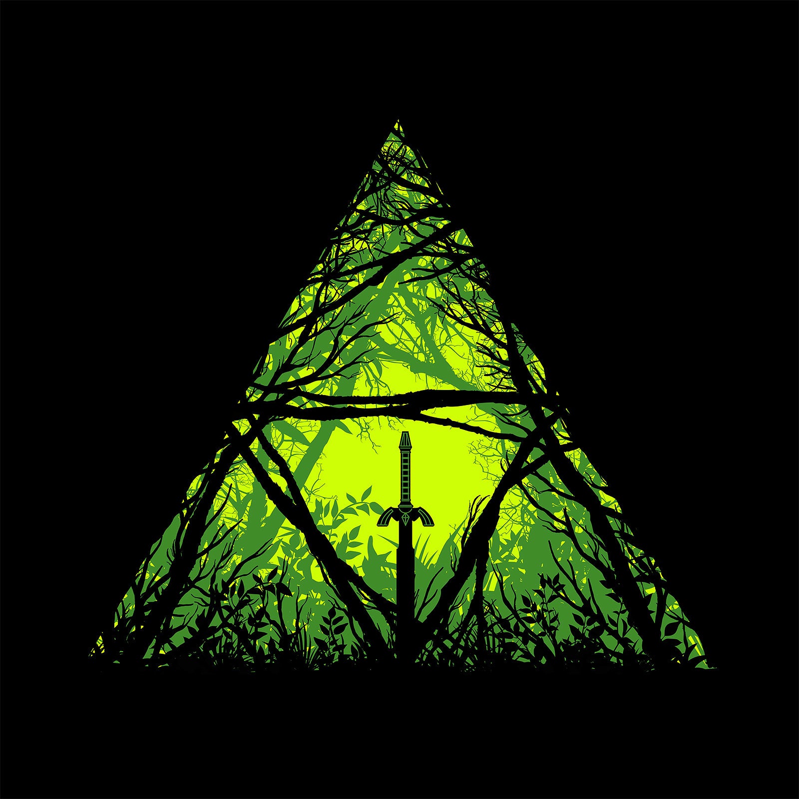 Imagen del producto Camiseta de la Espada Maestra en el bosque para fans de Zelda negra
