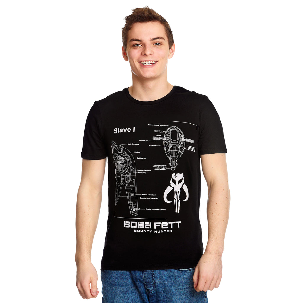 Imagen del producto Star Wars - Boba Fett Slave I Sketch Camiseta negra