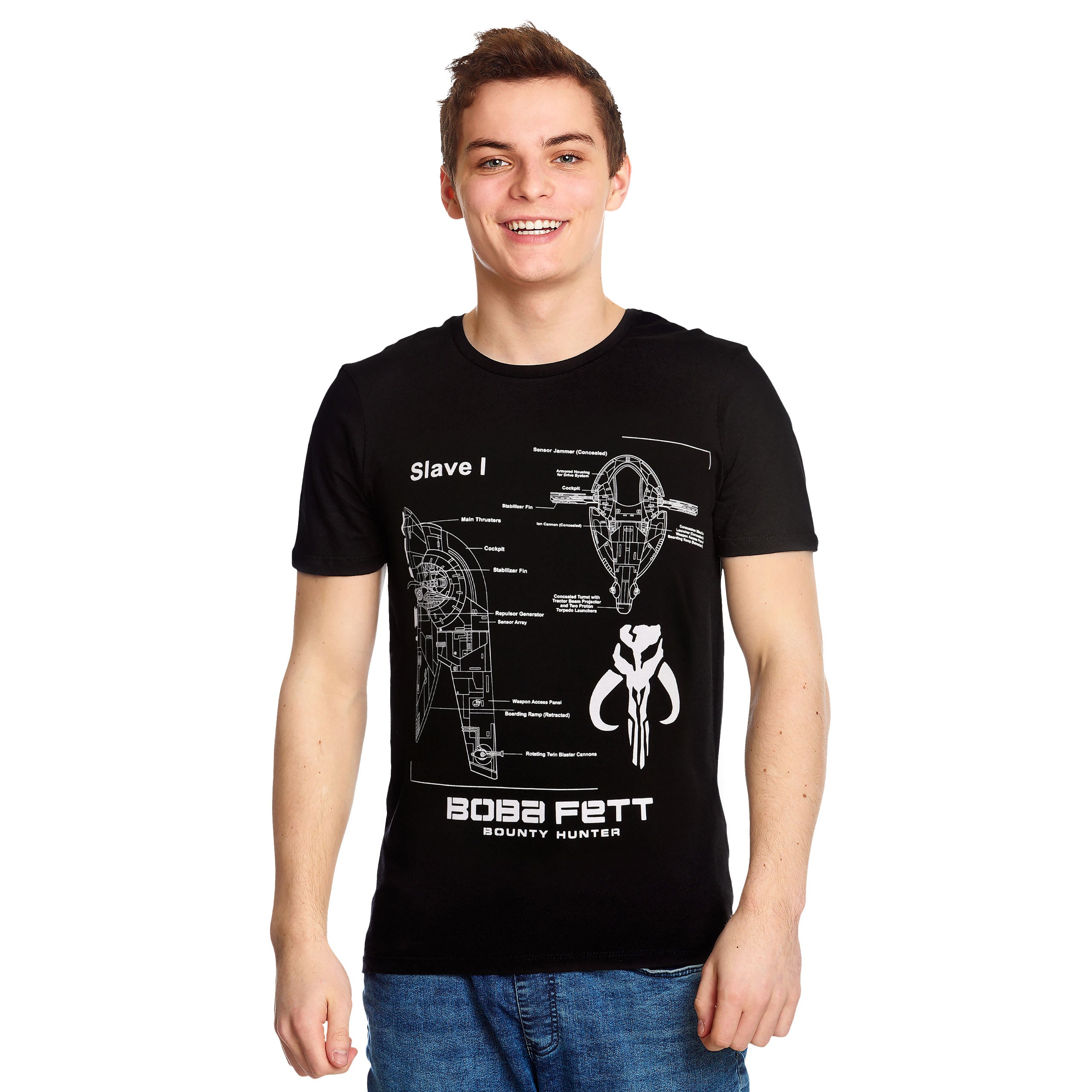 Imagen del producto Star Wars - Boba Fett Slave I Sketch Camiseta negra