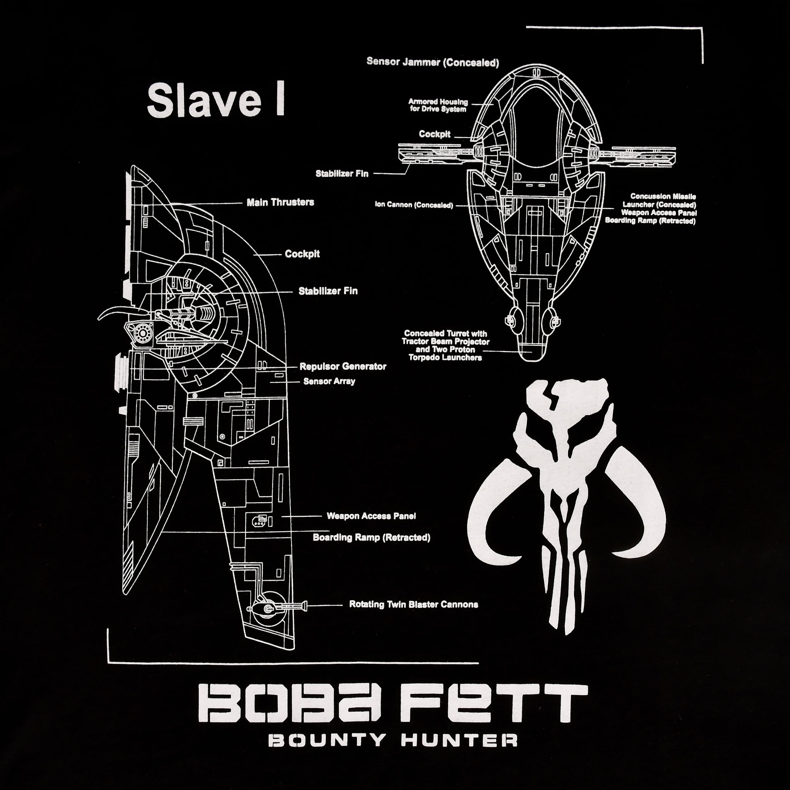 Imagen del producto Star Wars - Boba Fett Slave I Sketch Camiseta negra