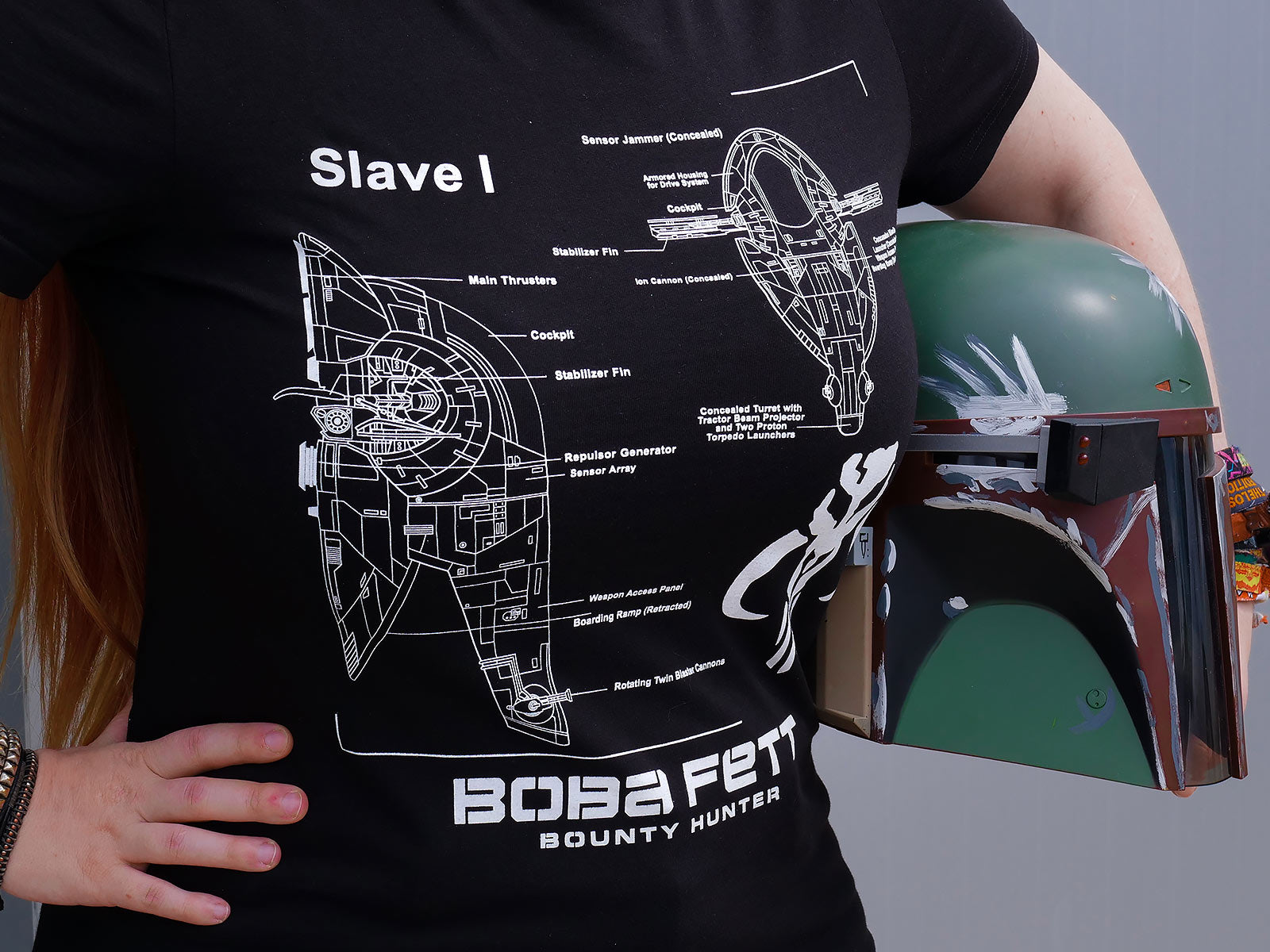 Imagen del producto Star Wars - Boba Fett Slave I Sketch Camiseta negra