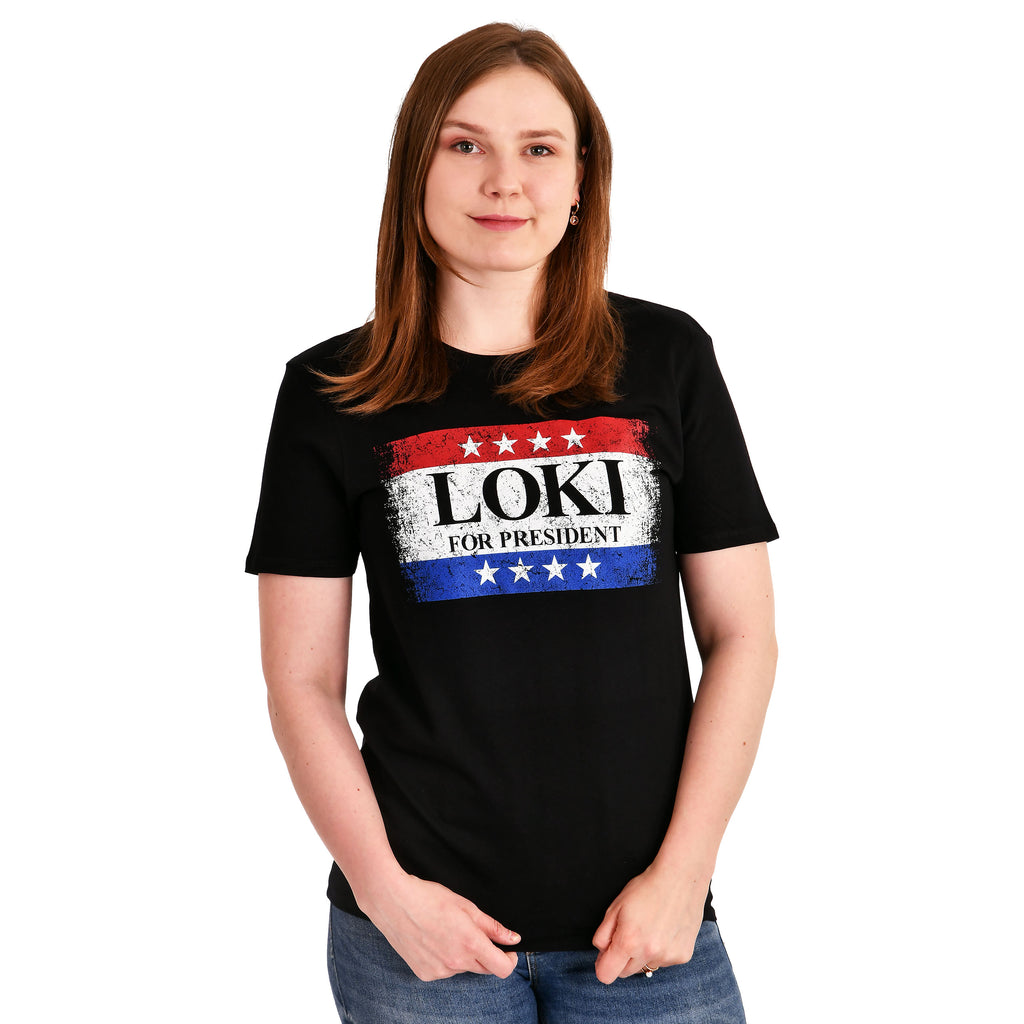 Imagen del producto Camiseta negra 'For President' para fans de Loki