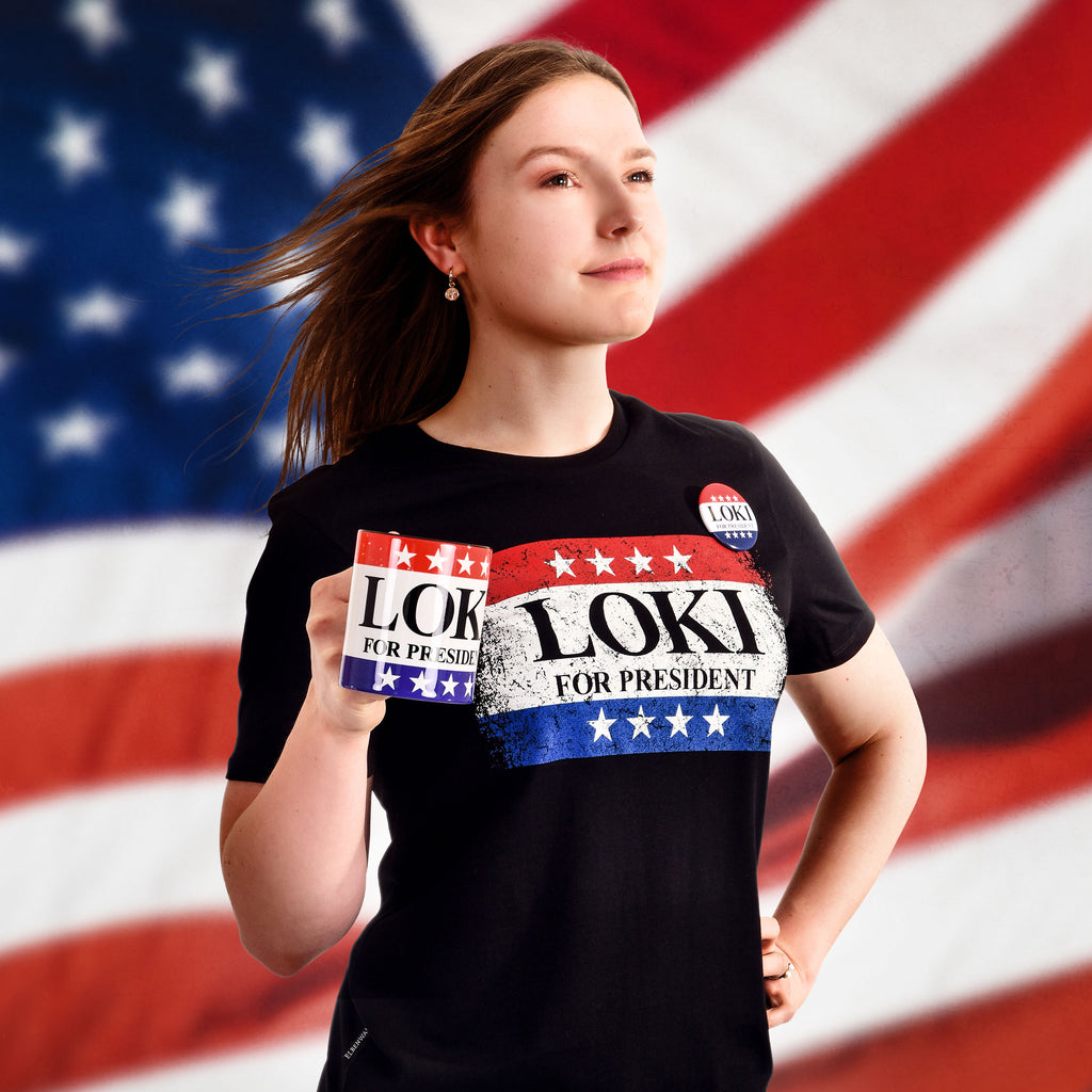 Imagen del producto Camiseta negra 'For President' para fans de Loki