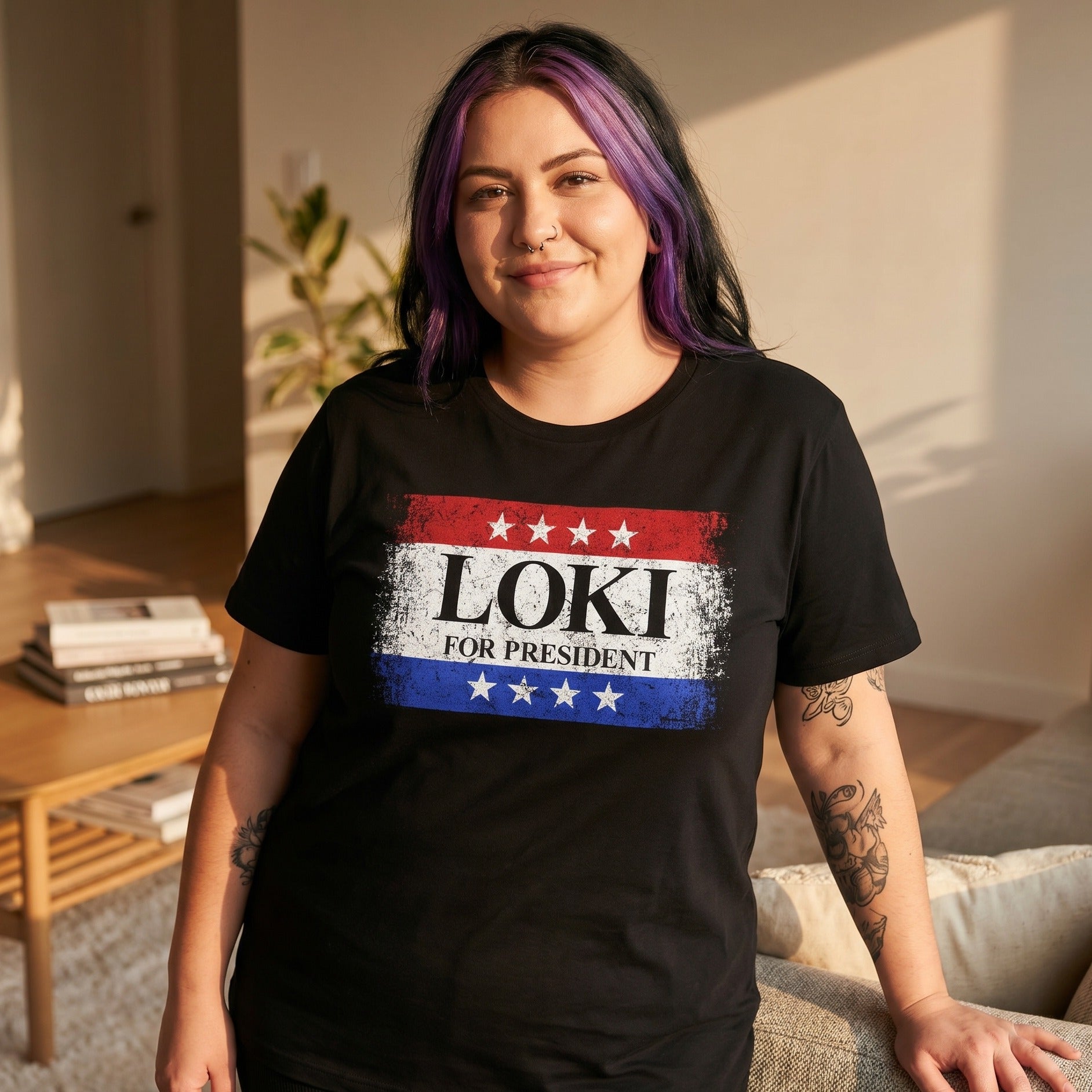 Imagen del producto Camiseta negra 'For President' para fans de Loki
