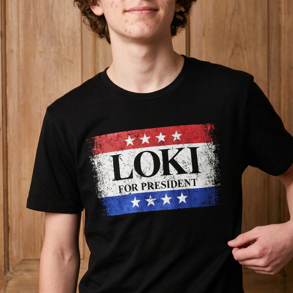 Imagen del producto Camiseta negra 'For President' para fans de Loki