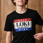Imagen del producto Camiseta negra 'For President' para fans de Loki