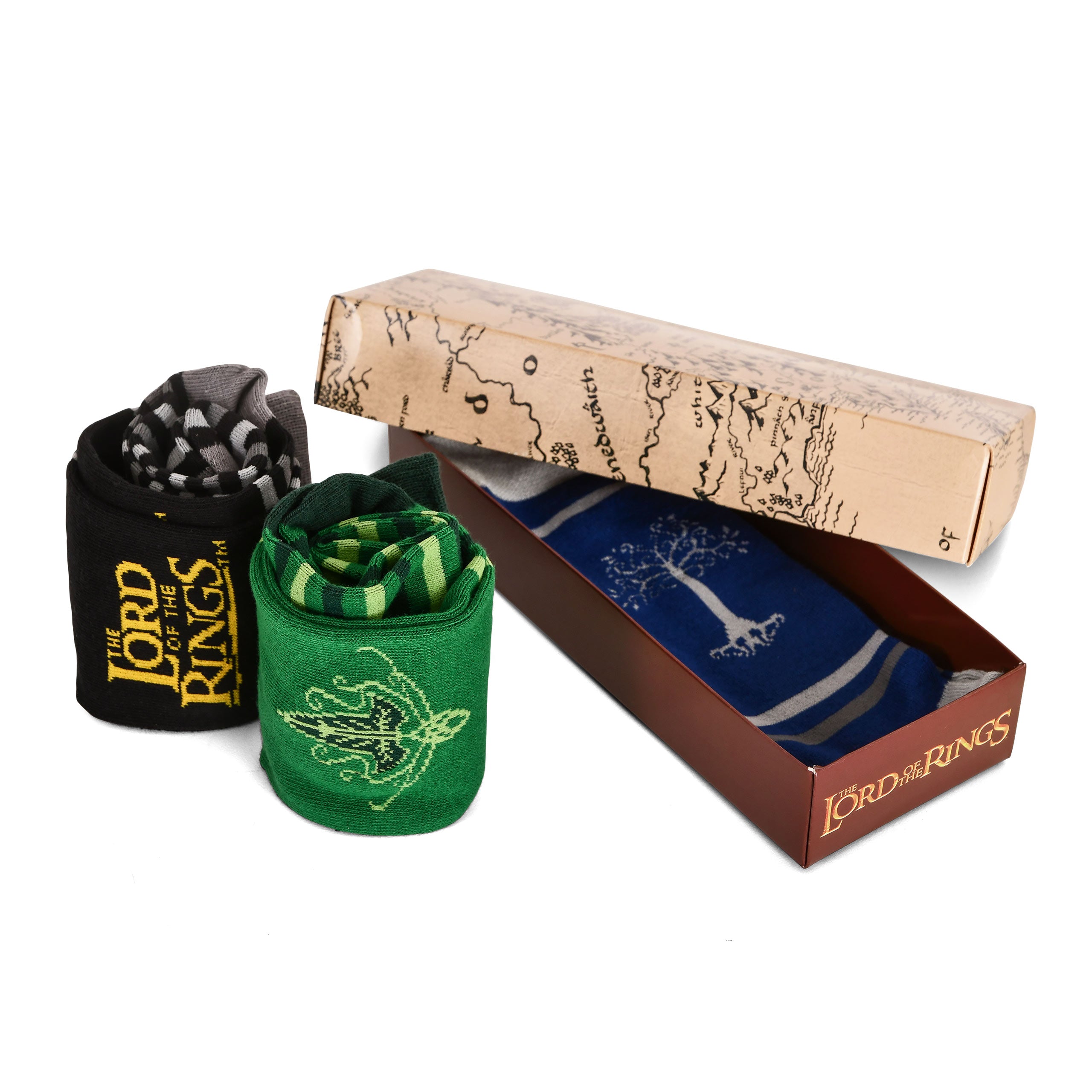 Imagen del producto Set de 3 pares de calcetines de la Tierra Media en caja de regalo - El Señor de los Anillos