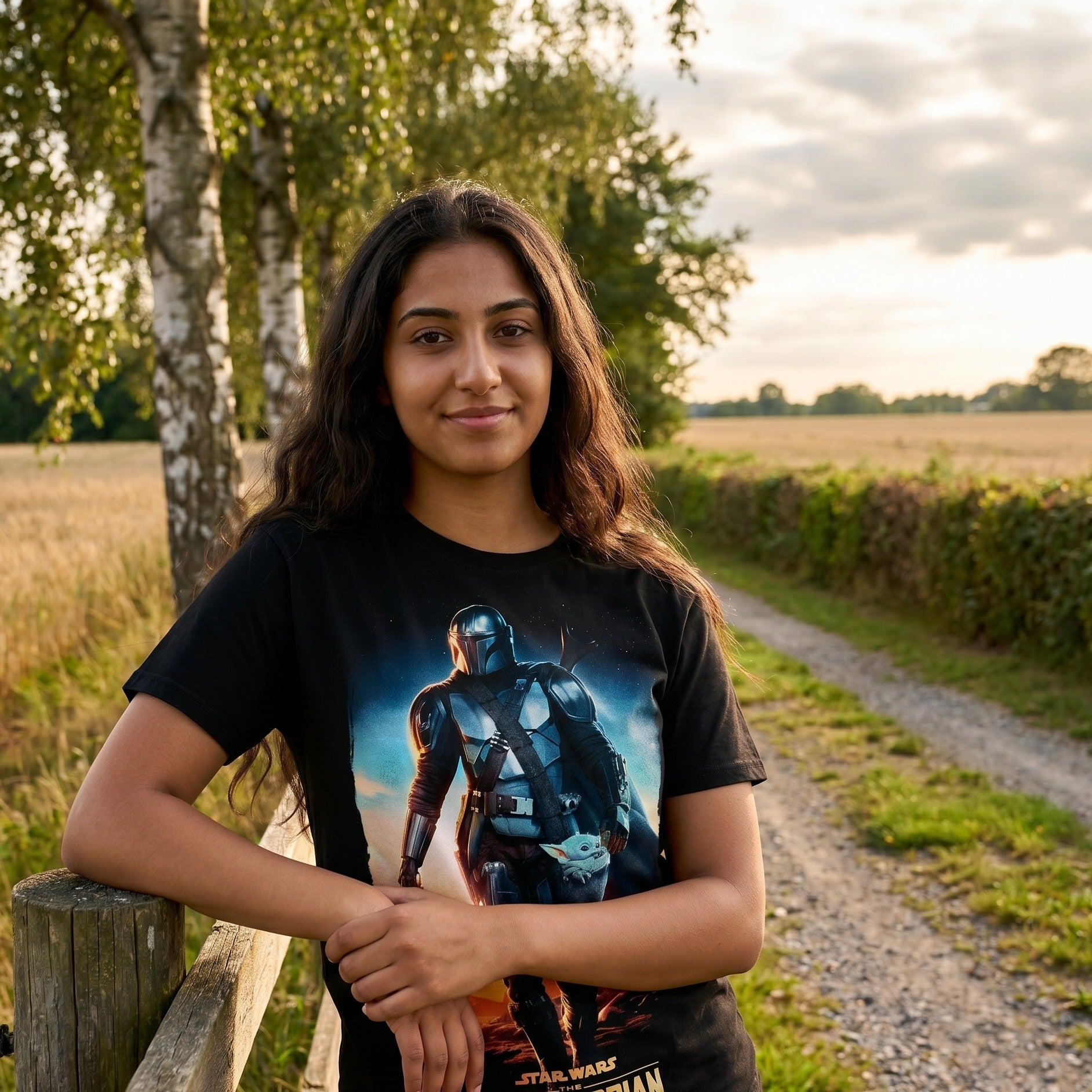 Imagen del producto Camiseta negra Through The Galaxy - Star Wars Mandalorian