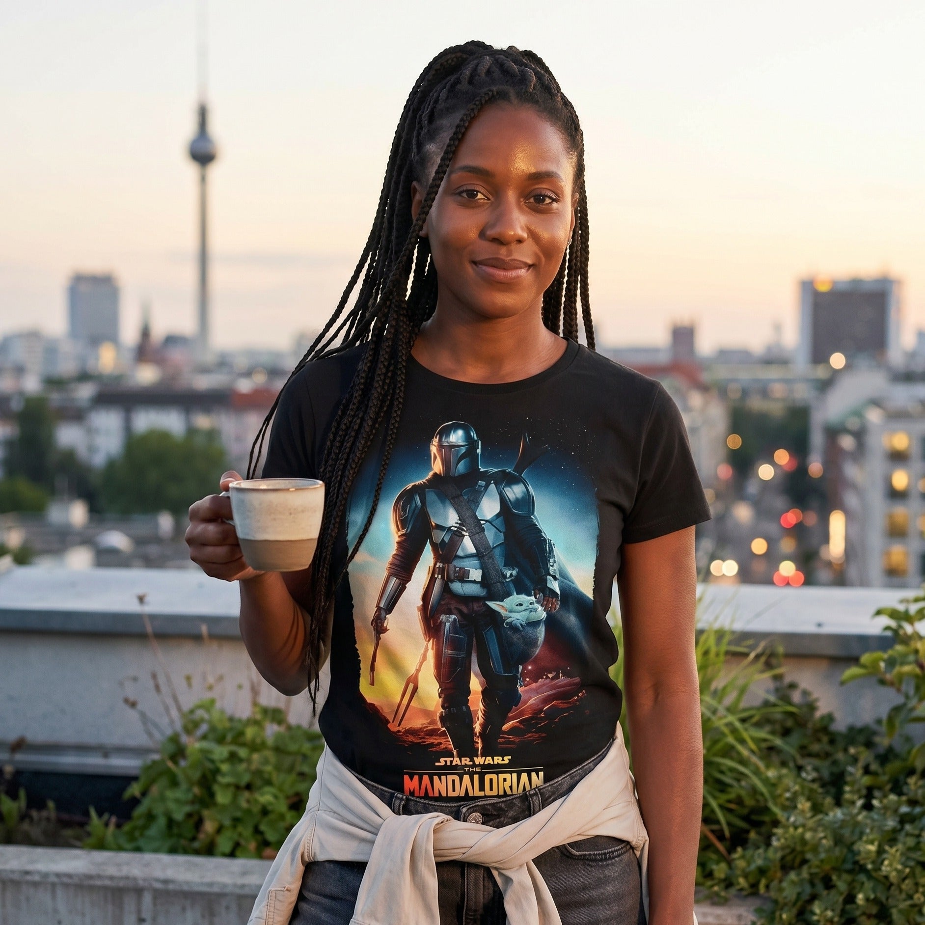 Imagen del producto Camiseta negra Through The Galaxy - Star Wars Mandalorian
