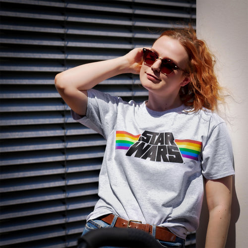 Imagen del producto Star Wars - Camiseta clásica con logo de arco iris Pride gris