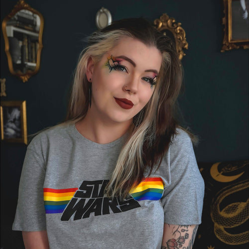 Imagen del producto Star Wars - Camiseta clásica con logo de arco iris Pride gris