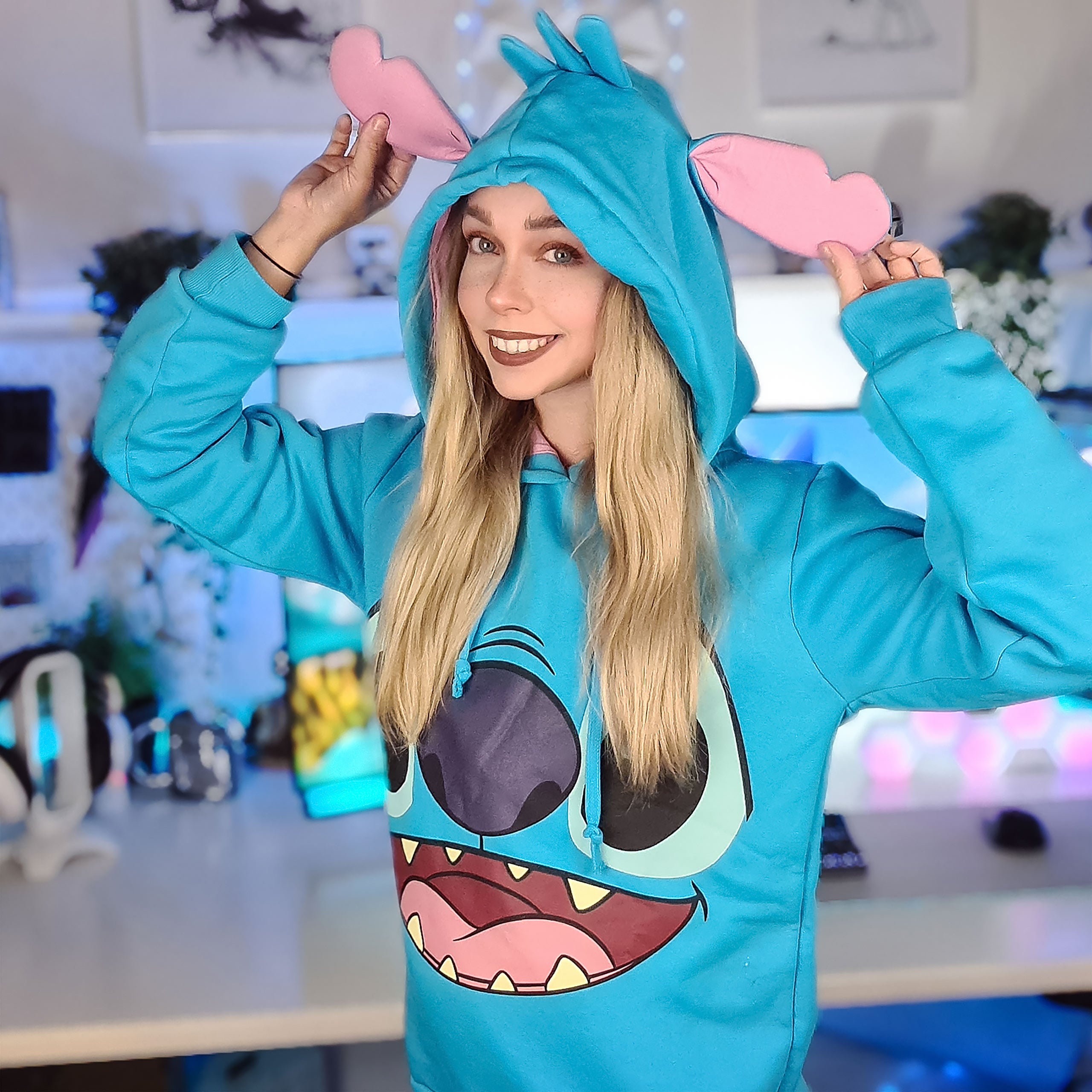 Imagen del producto Lilo & Stitch - Sudadera con capucha para mujer Stitch con orejas azul