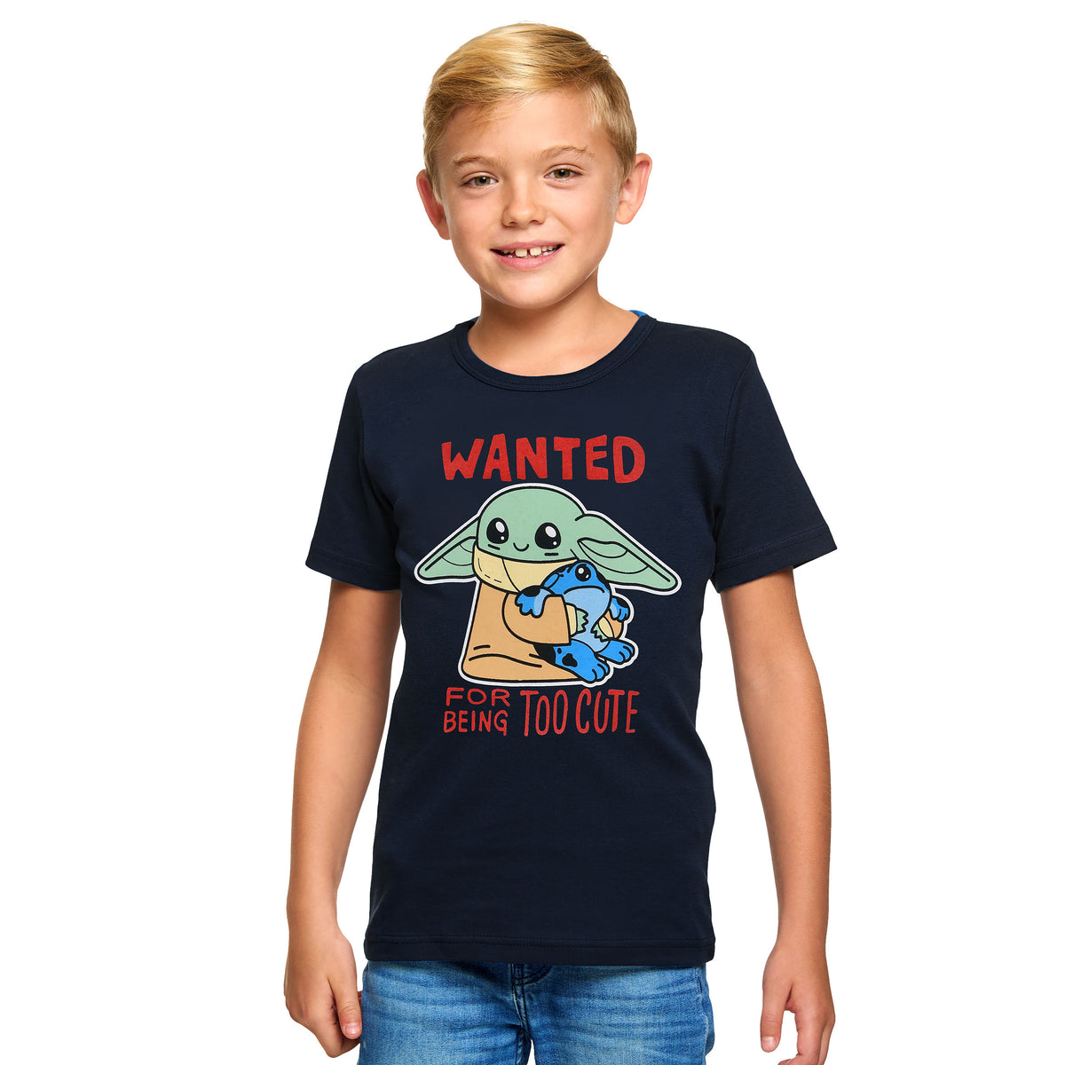 Imagen del producto Camiseta para niños Grogu Wanted Too Cute azul - Star Wars The Mandalorian