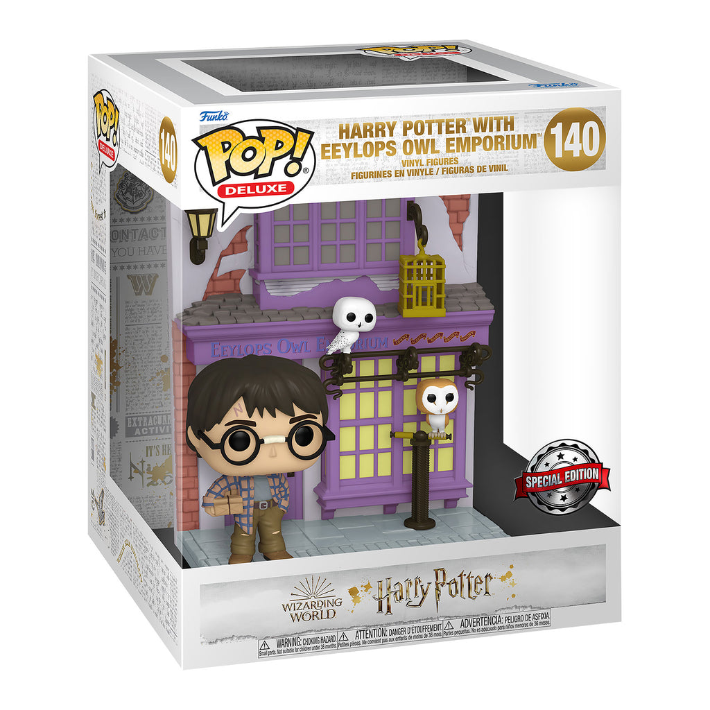 Imagen del producto Harry Potter y la figura Funko Pop de la tienda de búhos Eeylops con diorama