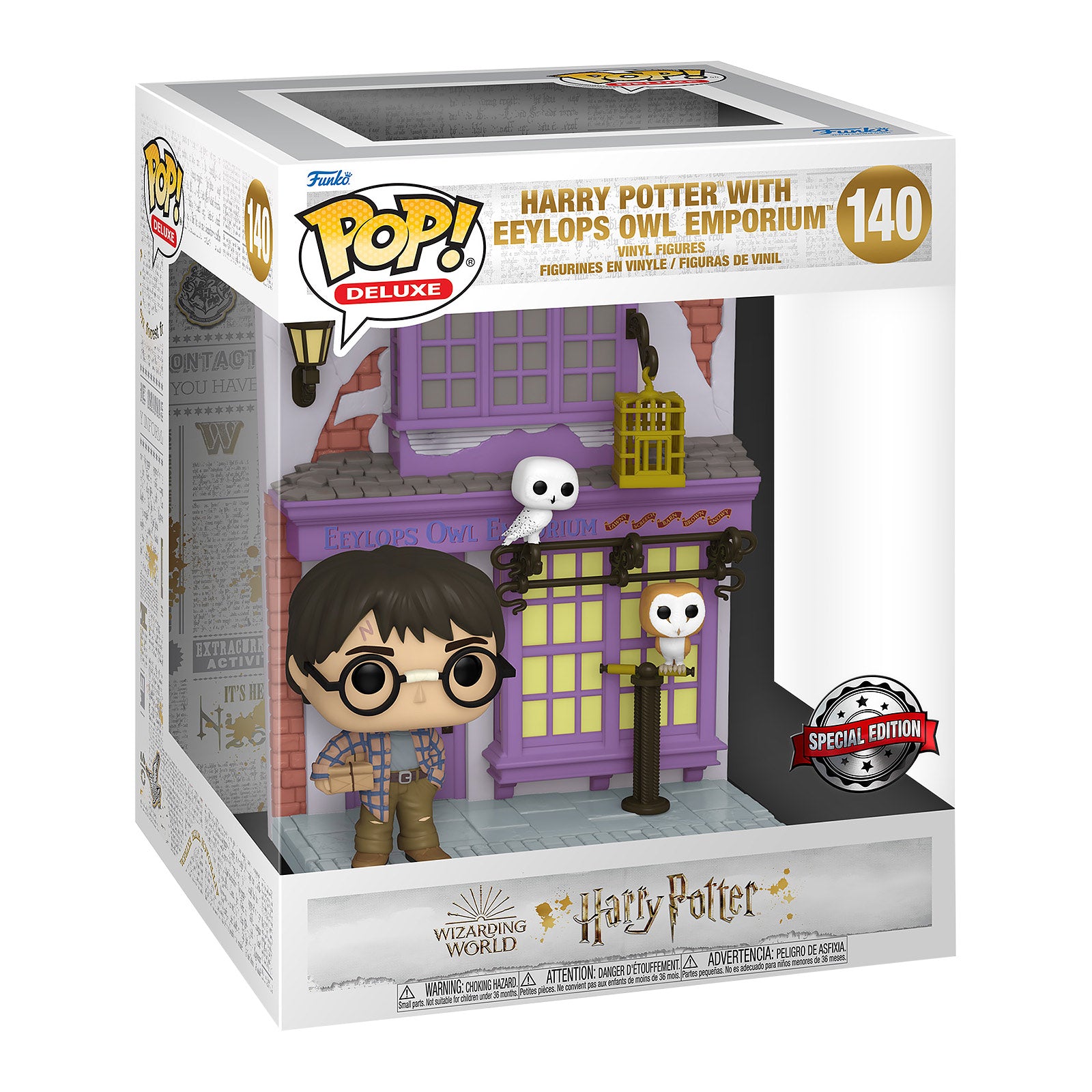 Imagen del producto Harry Potter y la figura Funko Pop de la tienda de búhos Eeylops con diorama