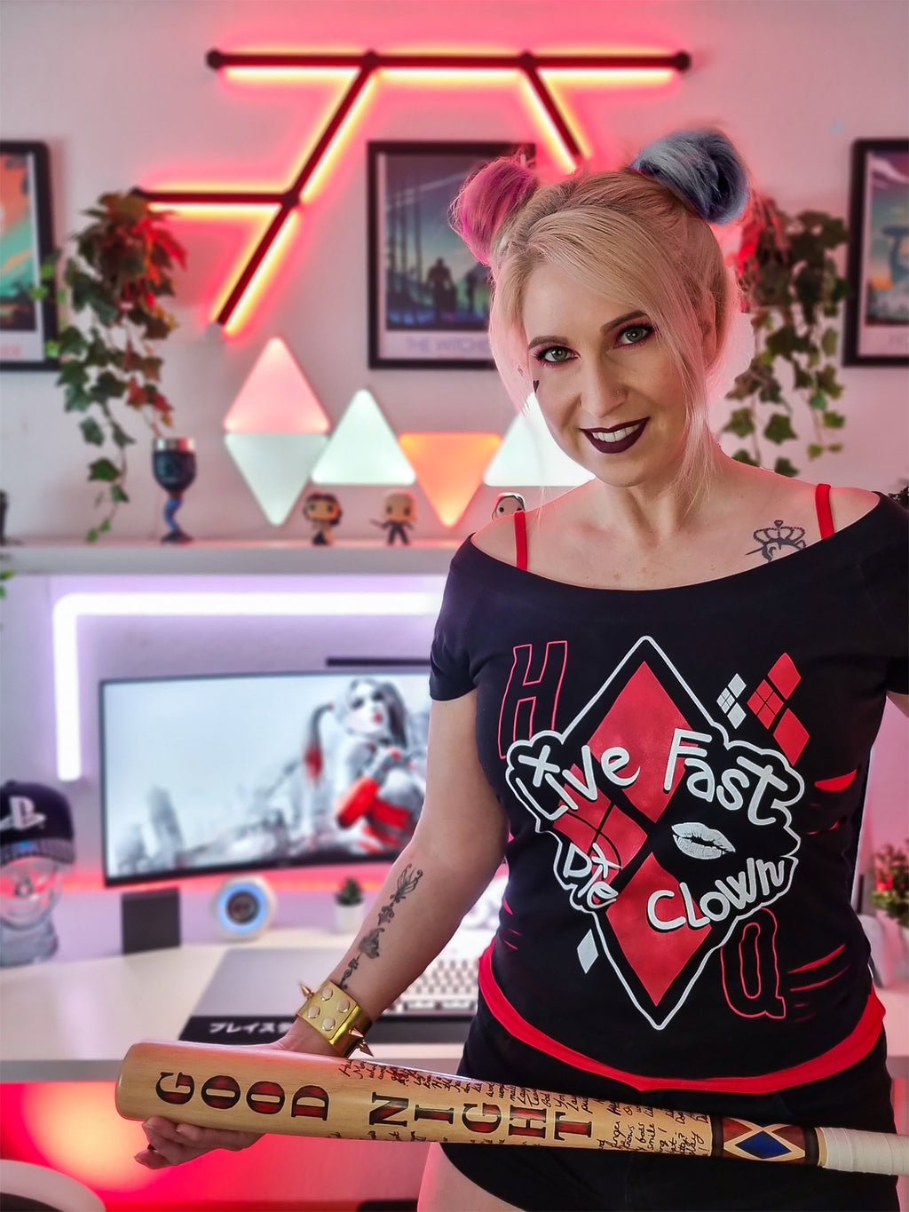 Imagen del producto Harley Quinn - Live Fast Die Clown 2in1 Camiseta para mujer