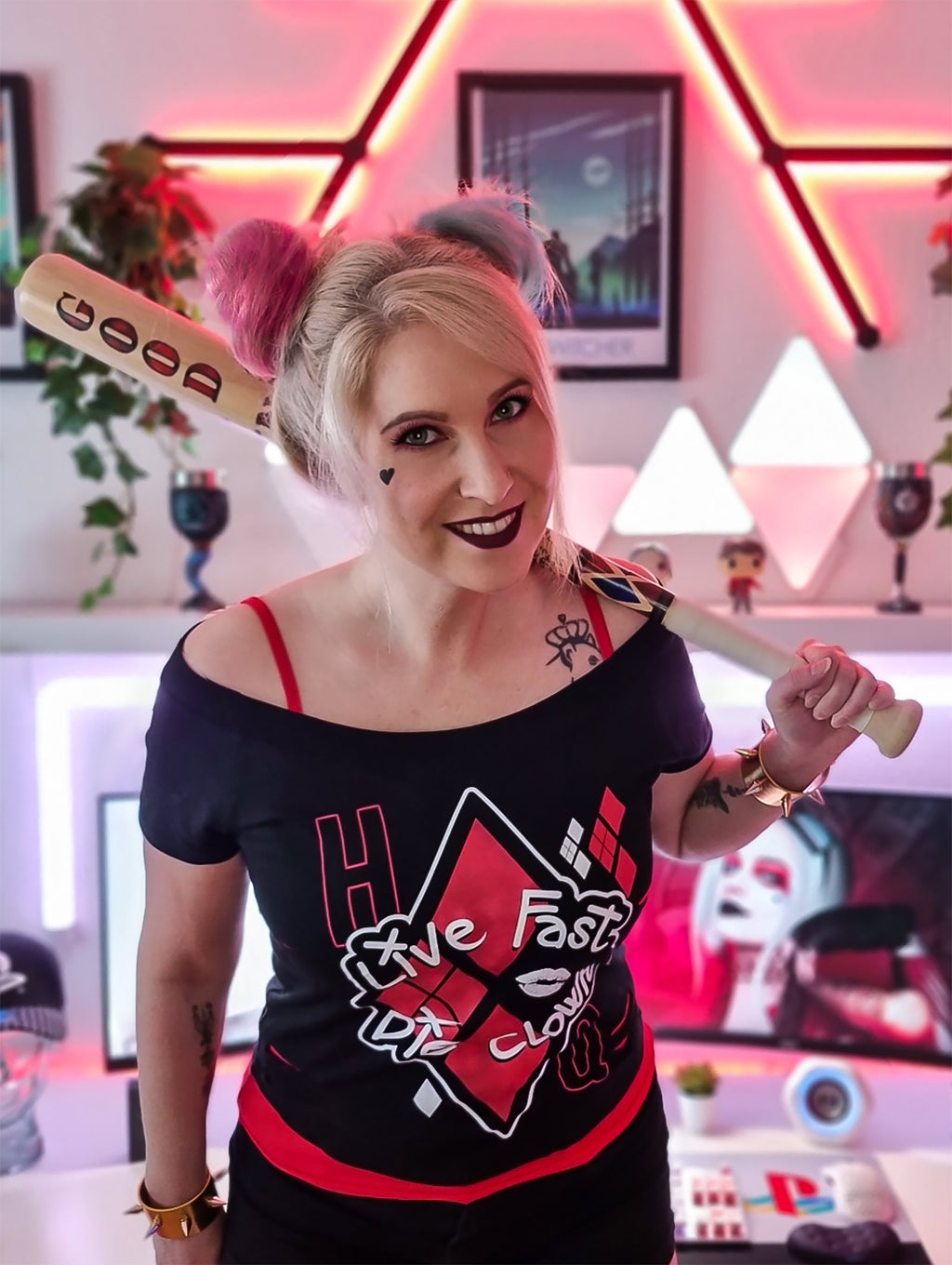 Imagen del producto Harley Quinn - Live Fast Die Clown 2in1 Camiseta para mujer