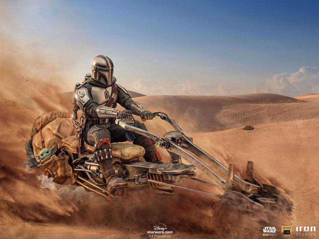 Imagen del producto Mando con Speeder BDS Art Scale Deluxe Statue - Star Wars The Mandalorian