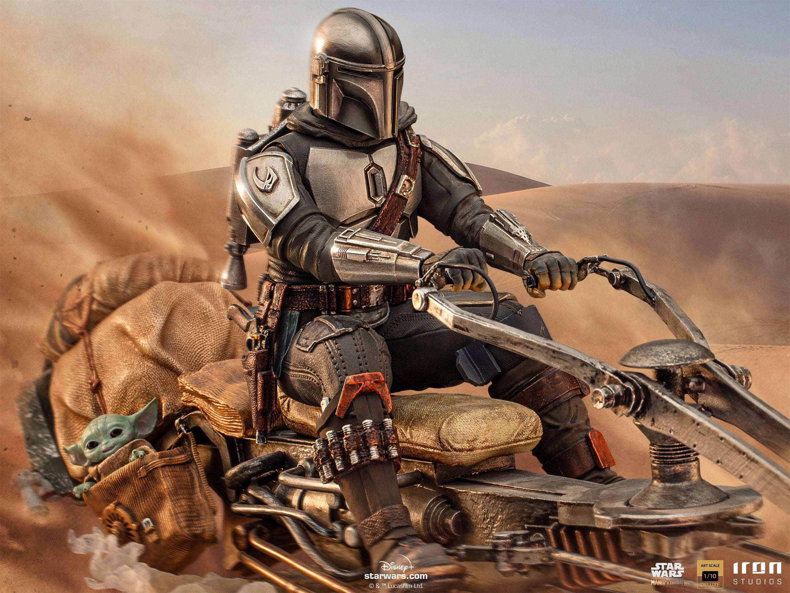 Imagen del producto Mando con Speeder BDS Art Scale Deluxe Statue - Star Wars The Mandalorian