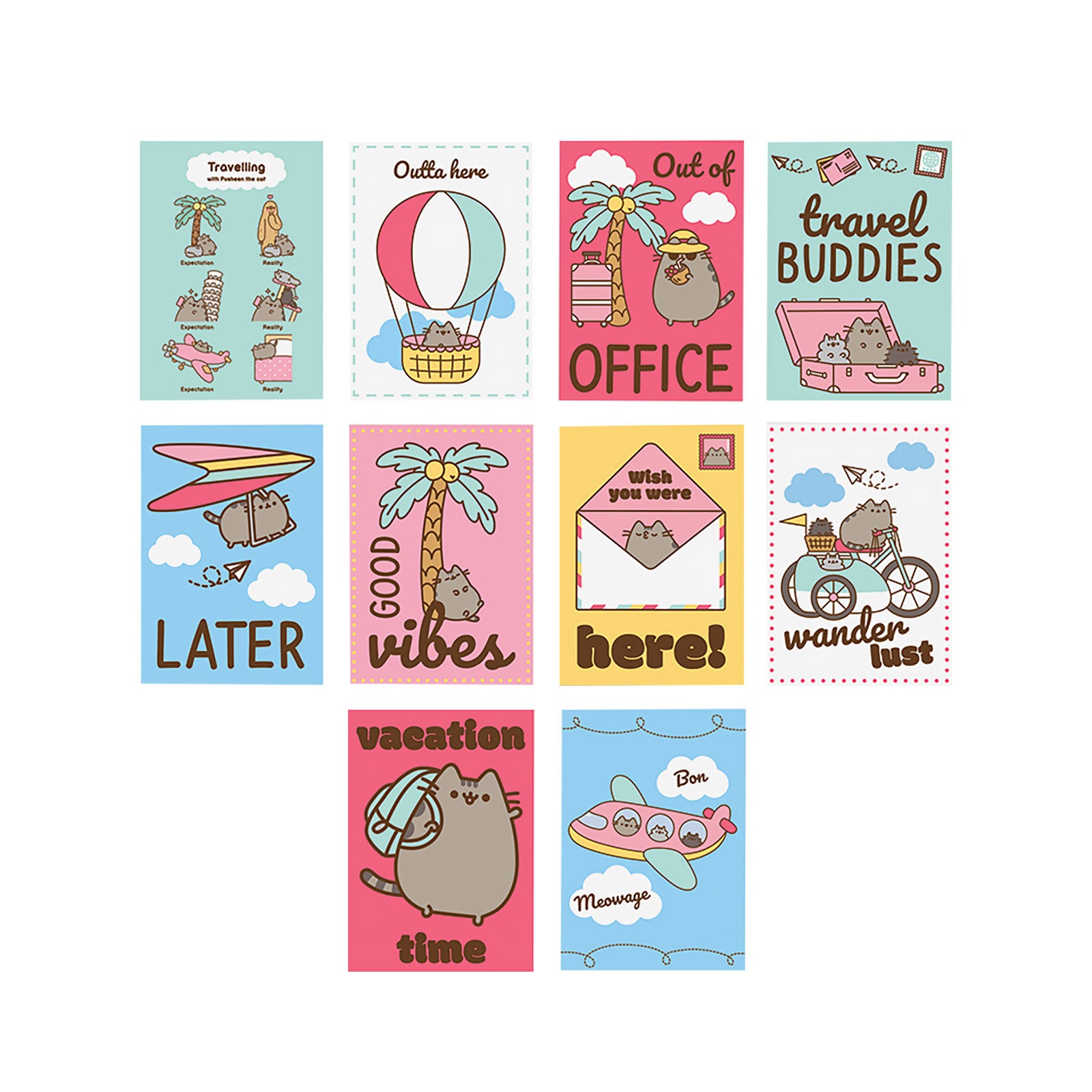Imagen del producto Pusheen - Set de 10 postales de viaje