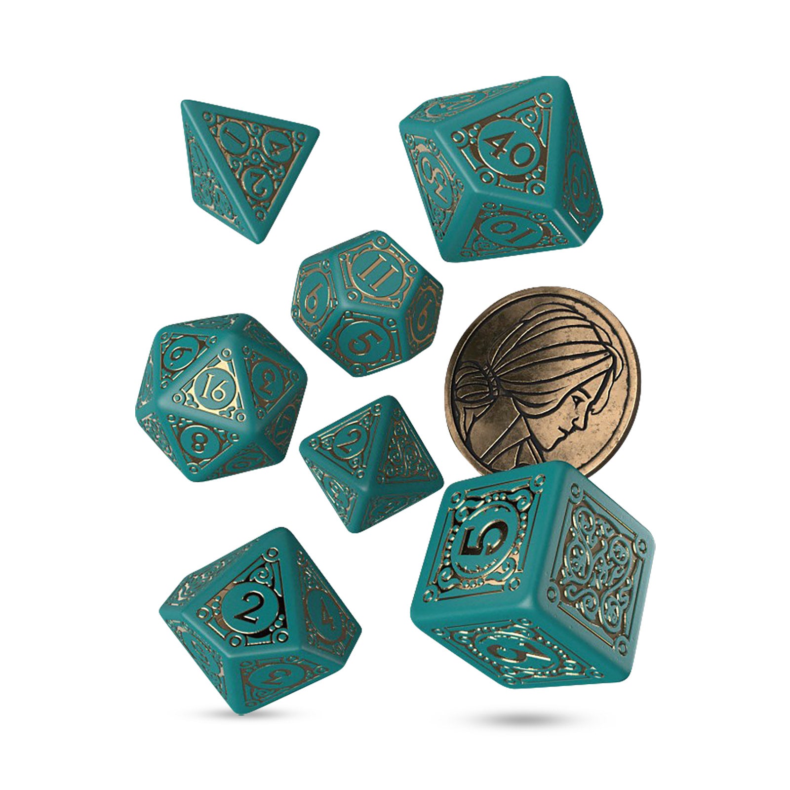 Imagen del producto Witcher - Triss Hermosa Sanadora Set de Dados RPG 7 piezas con Moneda Coleccionable