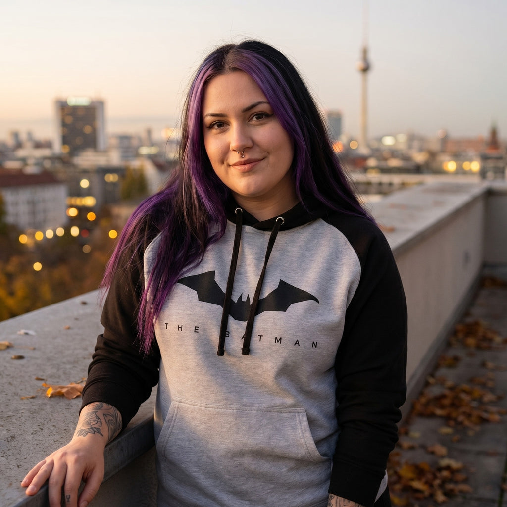 Imagen del producto The Batman - Logo Baseball Hoodie gris-negro