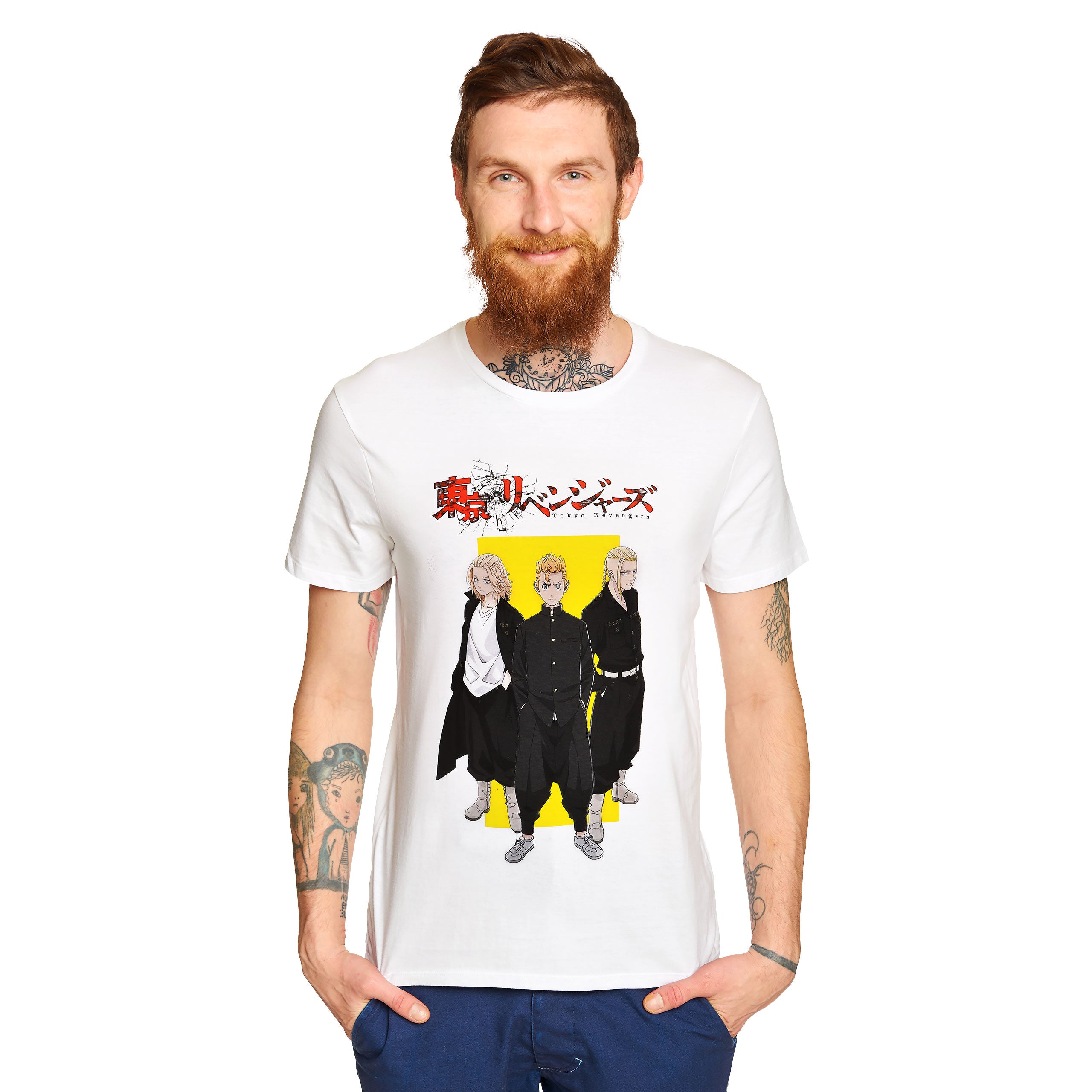 Imagen del producto Tokyo Revengers - Camiseta blanca con logo cuadrado amarillo