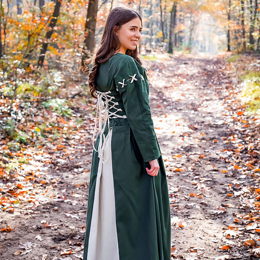 Imagen del producto Vestido medieval Larina verde-beige