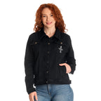 Imagen del producto Chaqueta vaquera negra con escudo de Dumbledore - Animales fantásticos